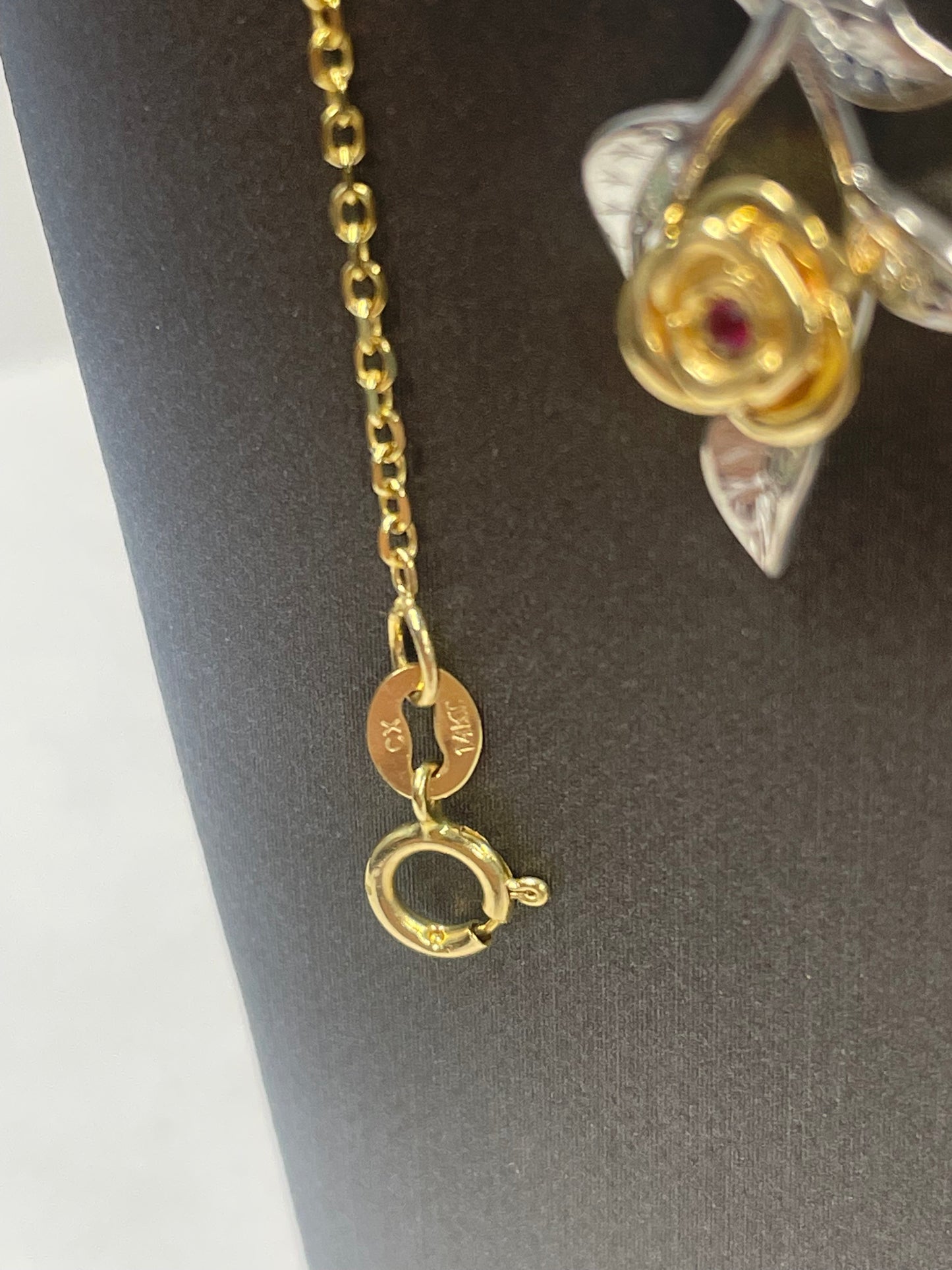 14k Two-Tone Gold Flower Ruby Pendant