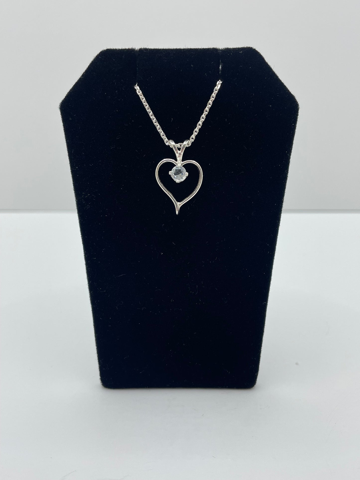 Aquamarine Heart Shaped Pendant .925 Silver