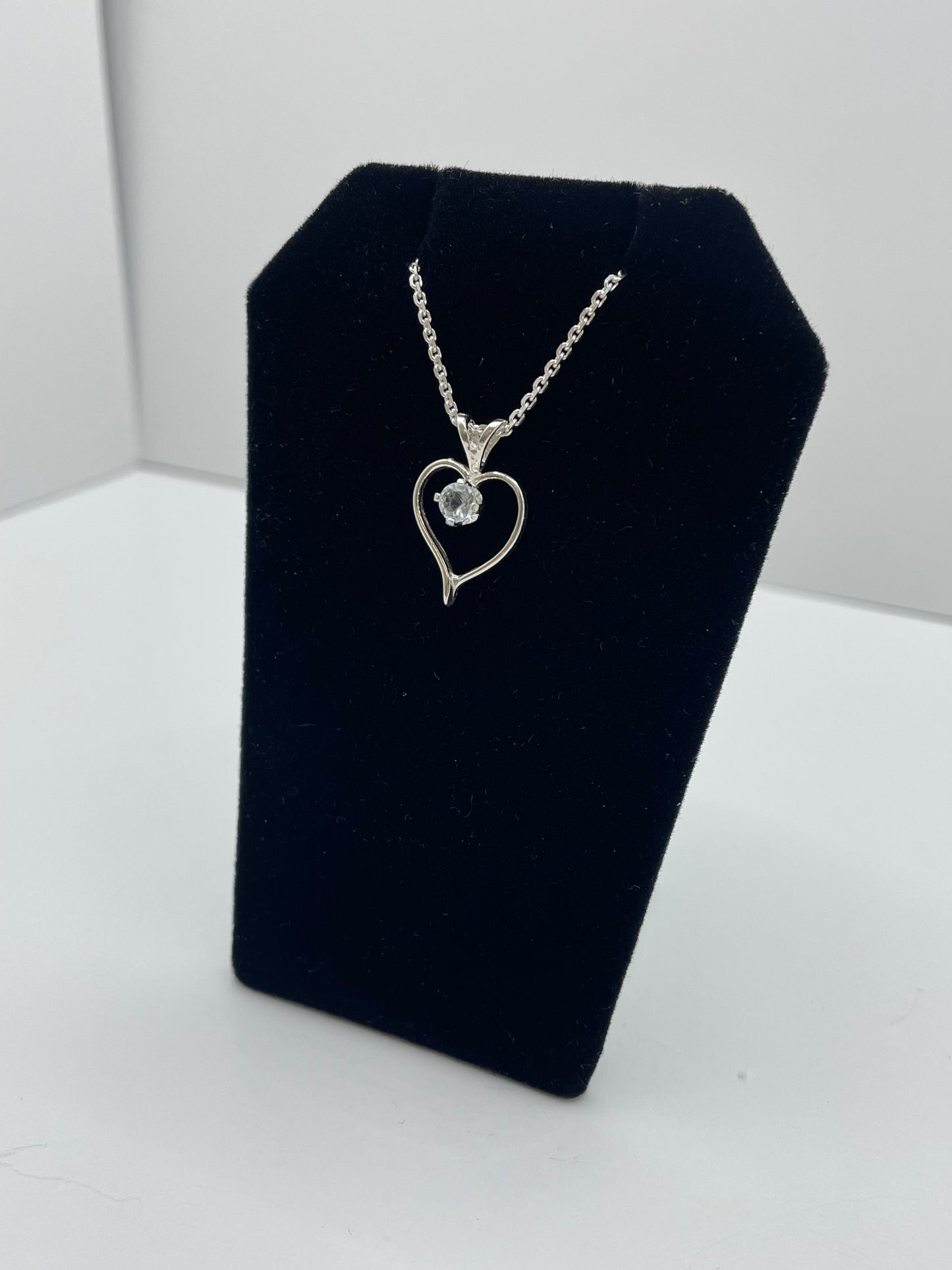 Aquamarine Heart Shaped Pendant .925 Silver