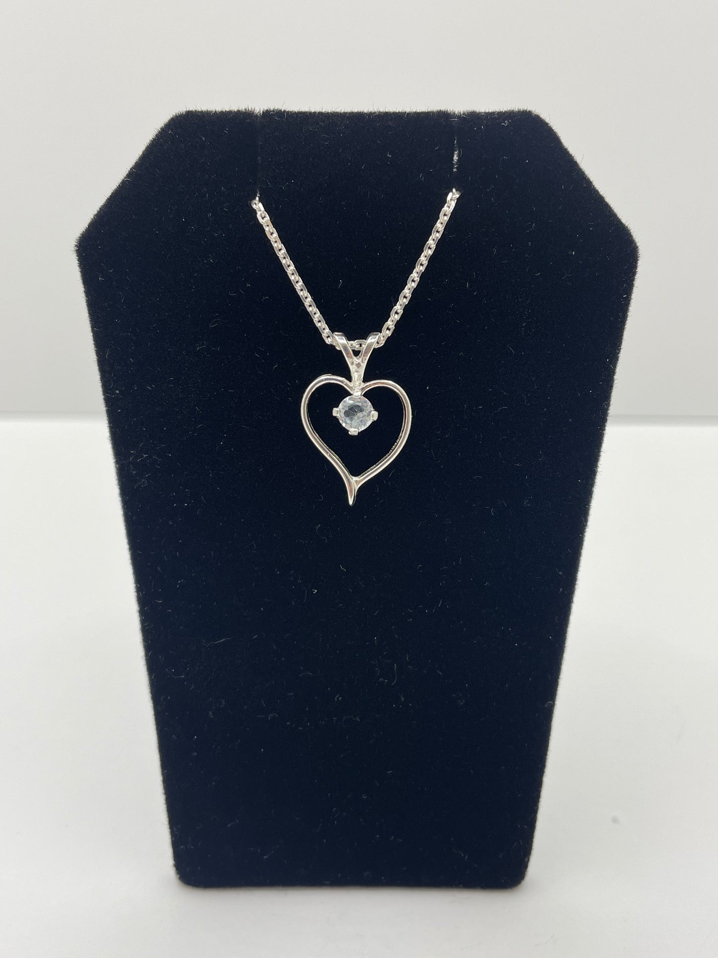 Aquamarine Heart Shaped Pendant .925 Silver