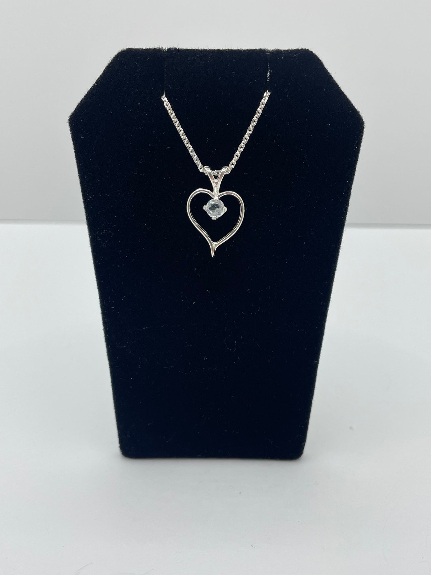 Aquamarine Heart Shaped Pendant .925 Silver
