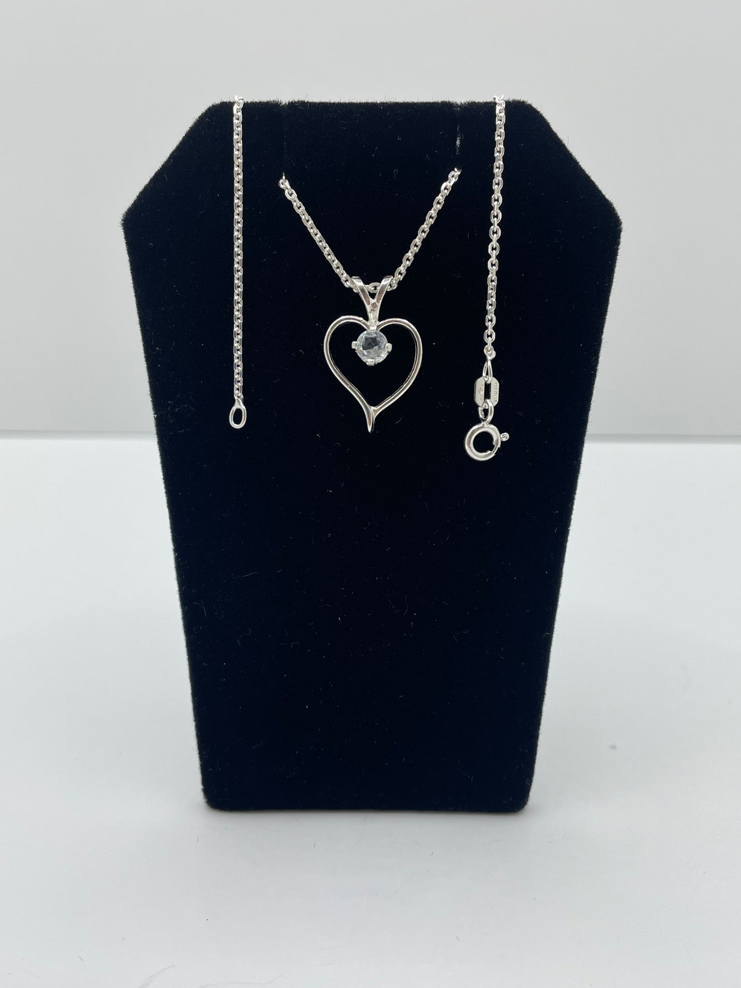 Aquamarine Heart Shaped Pendant .925 Silver
