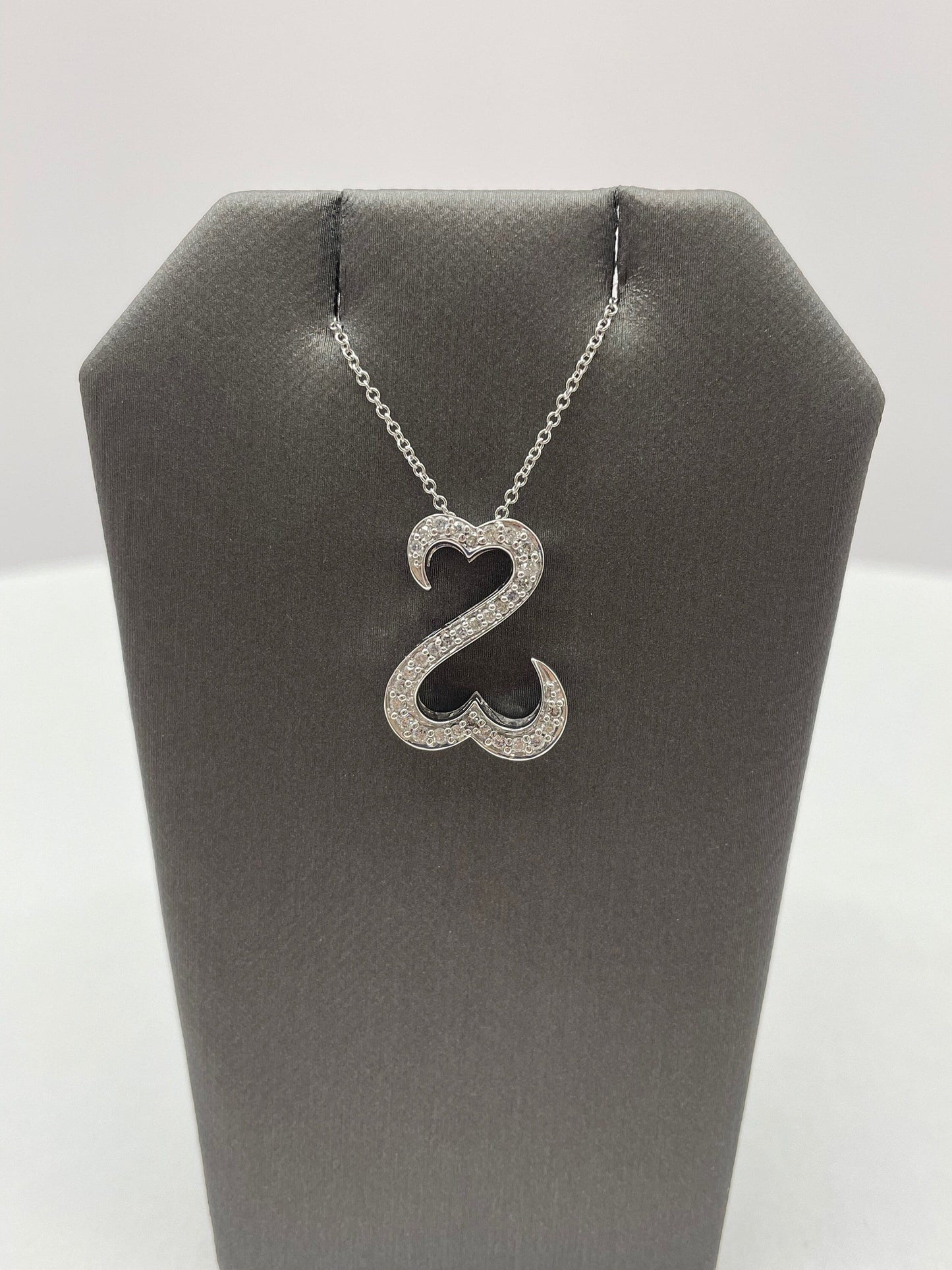 14k White Gold Swan Design Diamond Pendant