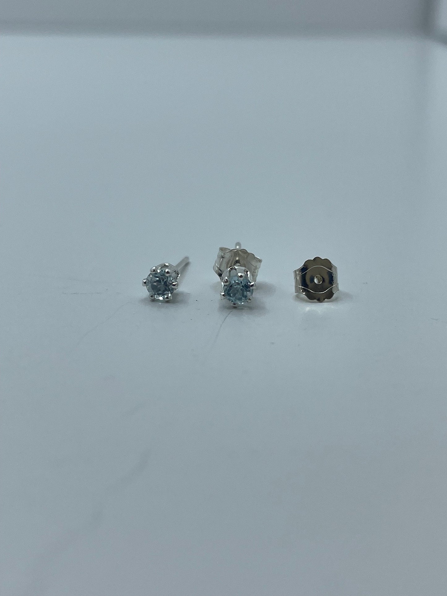 Light Blue Topaz Stud Earrings .925 Silver