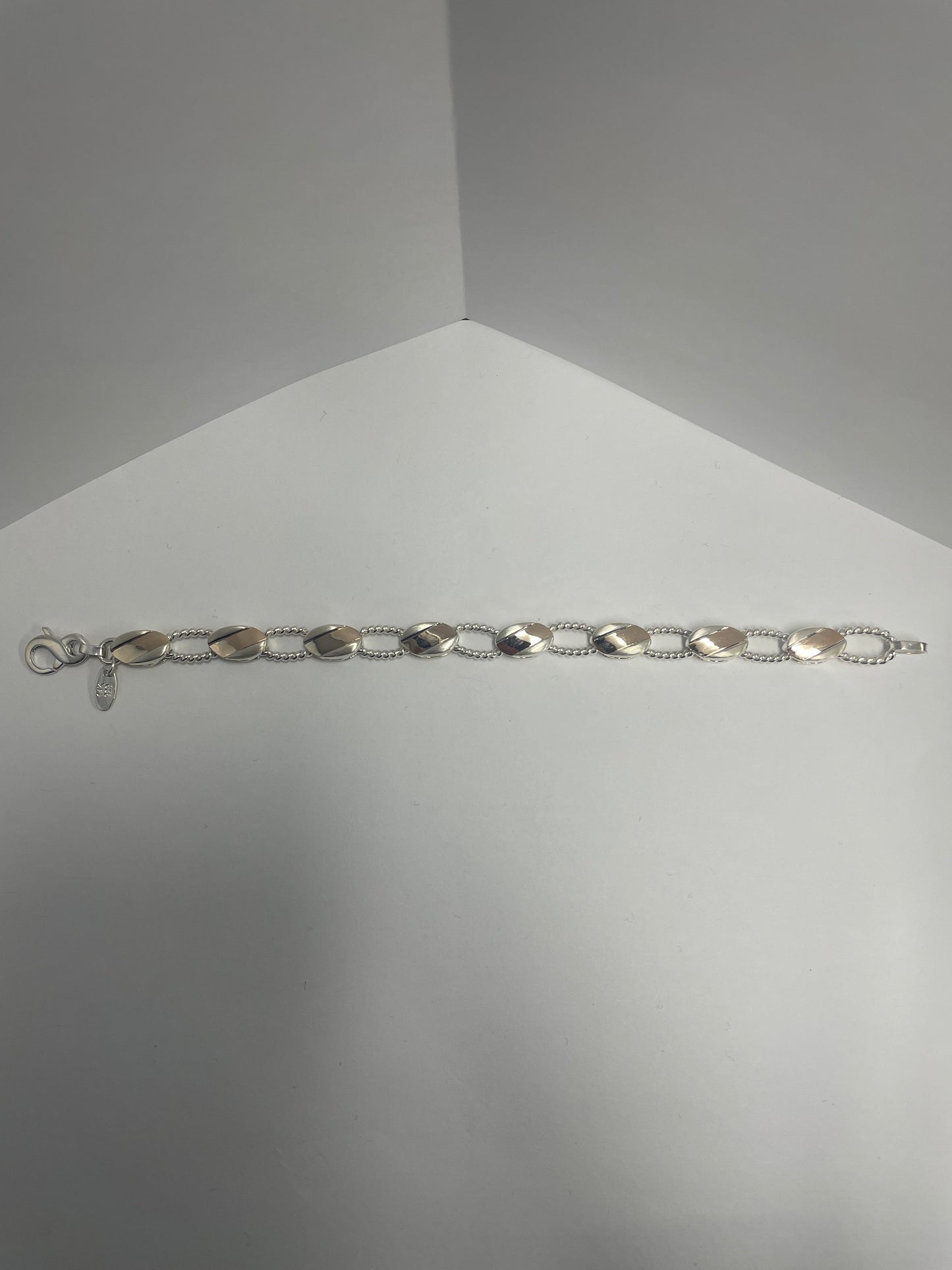 Two-Toned 14k Rose Gold and .925 Silver Bracelet - 7.5 inch