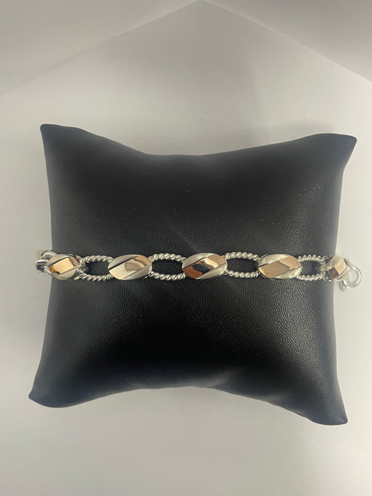 Two-Toned 14k Rose Gold and .925 Silver Bracelet - 7.5 inch