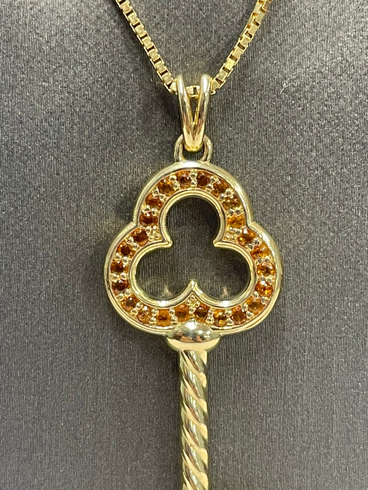 14k Yellow Gold Citrine Key Pendant