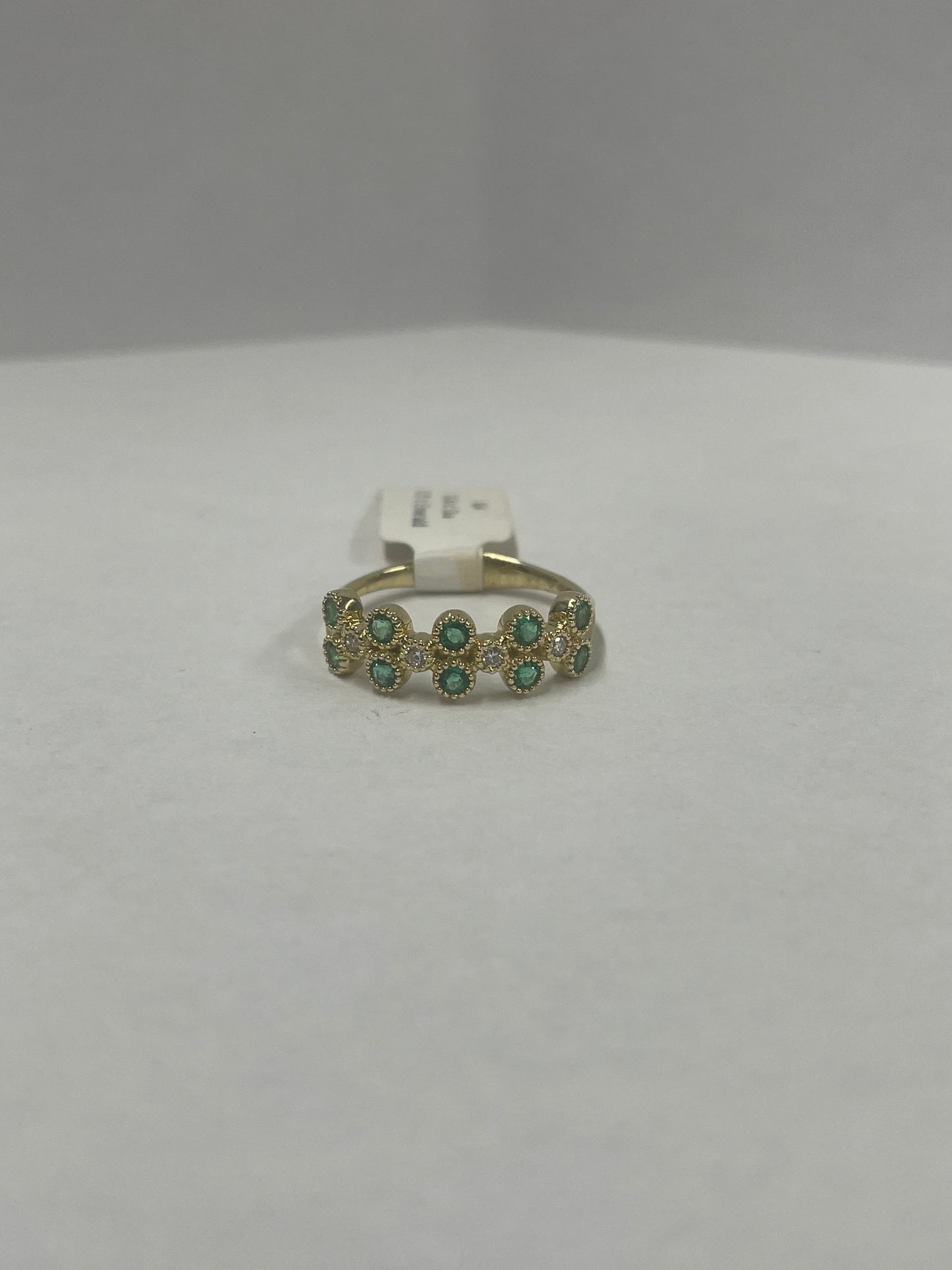 14k Yellow Gold Emerald Diamond Ring