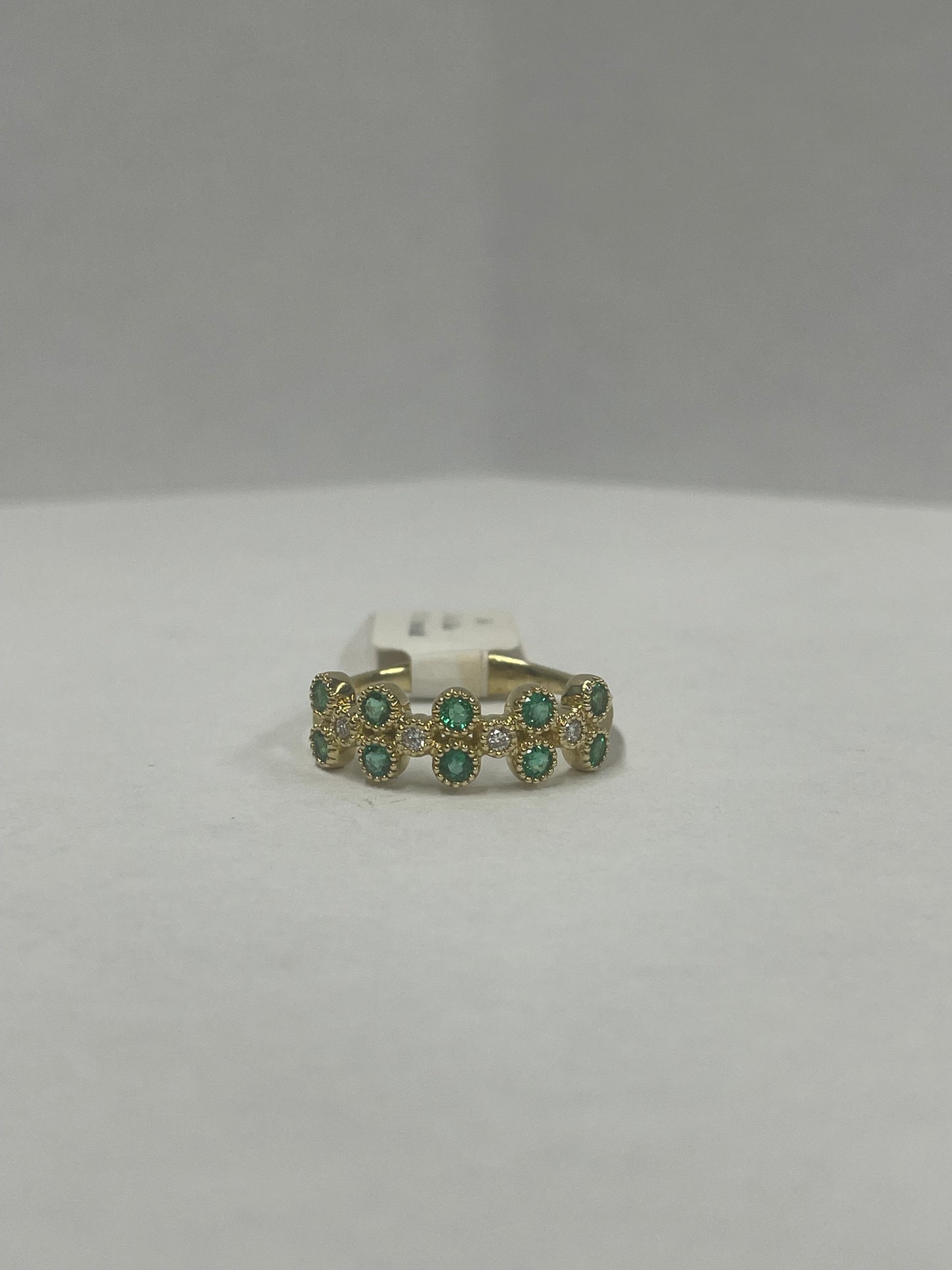 14k Yellow Gold Emerald Diamond Ring