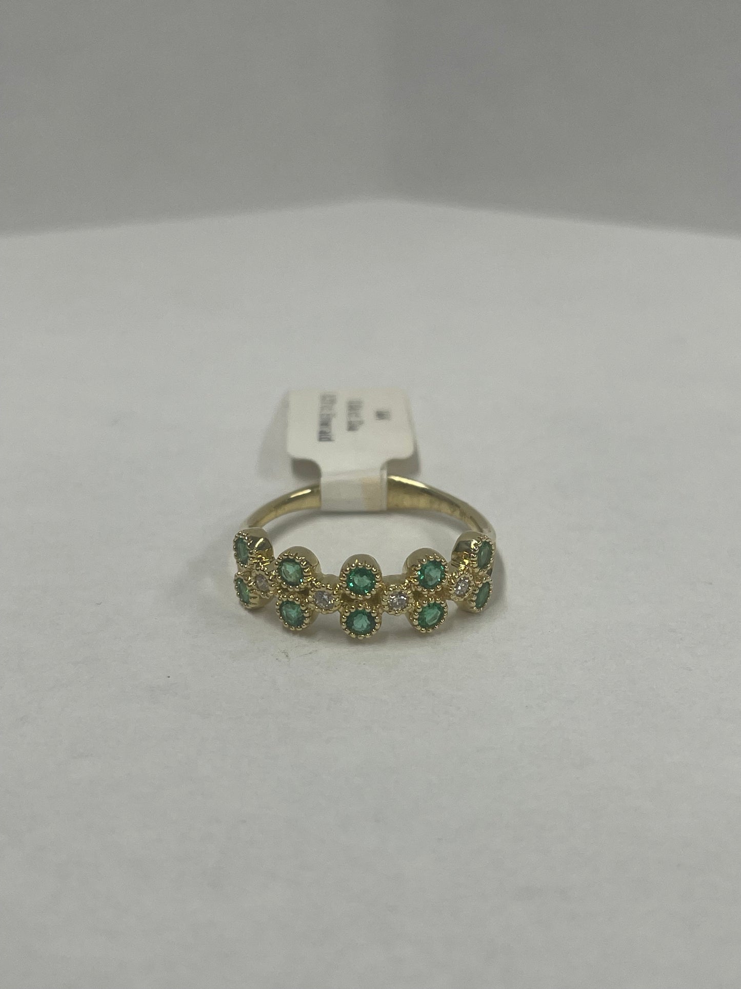 14k Yellow Gold Emerald Diamond Ring