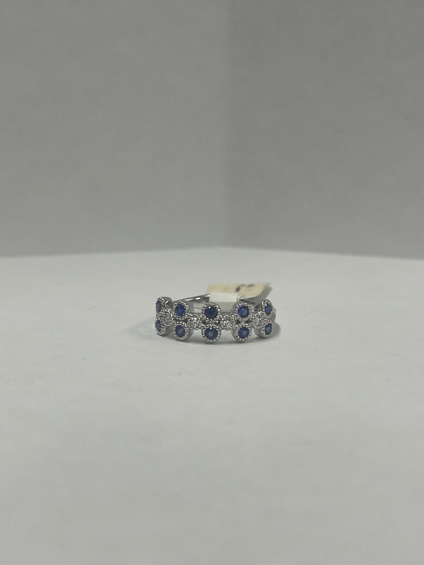 14k White Gold Sapphire Diamond Ring