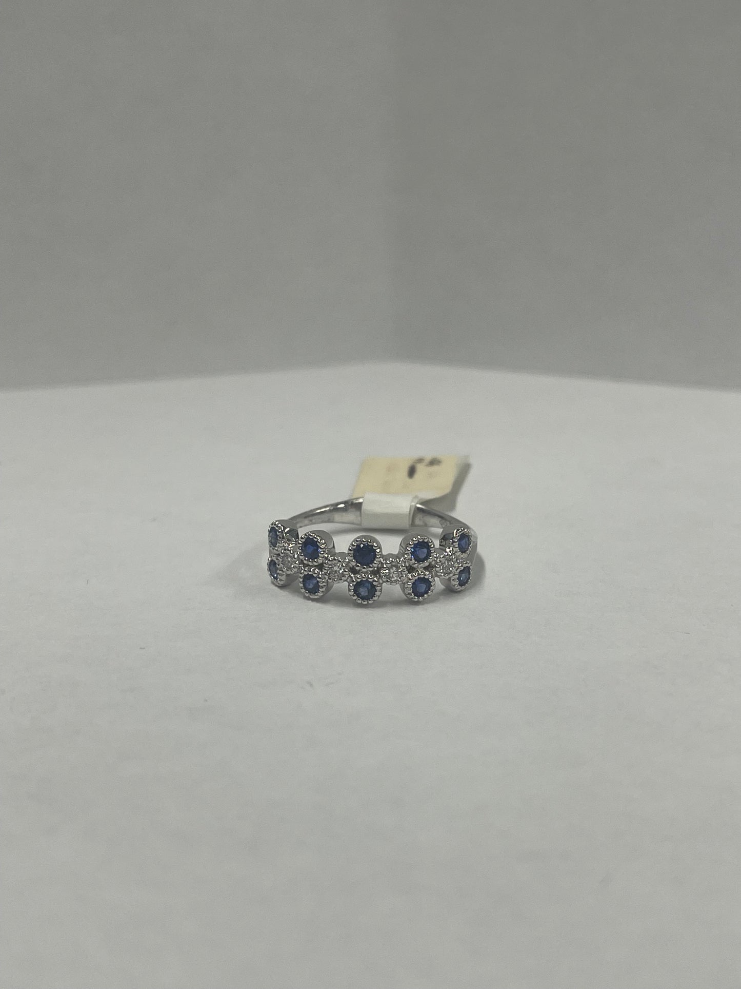 14k White Gold Sapphire Diamond Ring