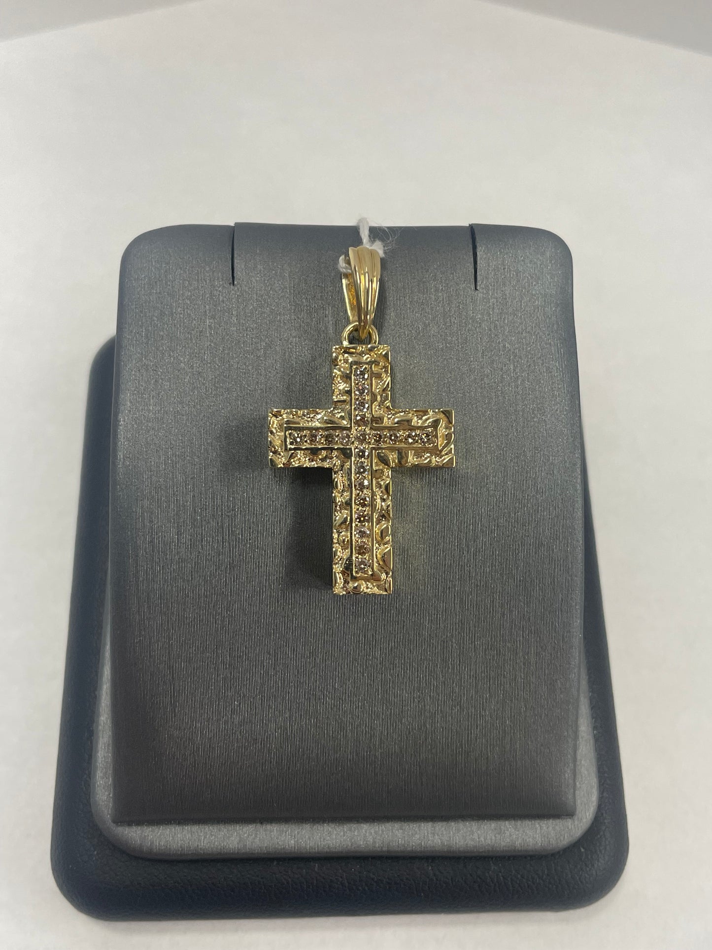 14k Yellow Gold Diamond Cross Pendant