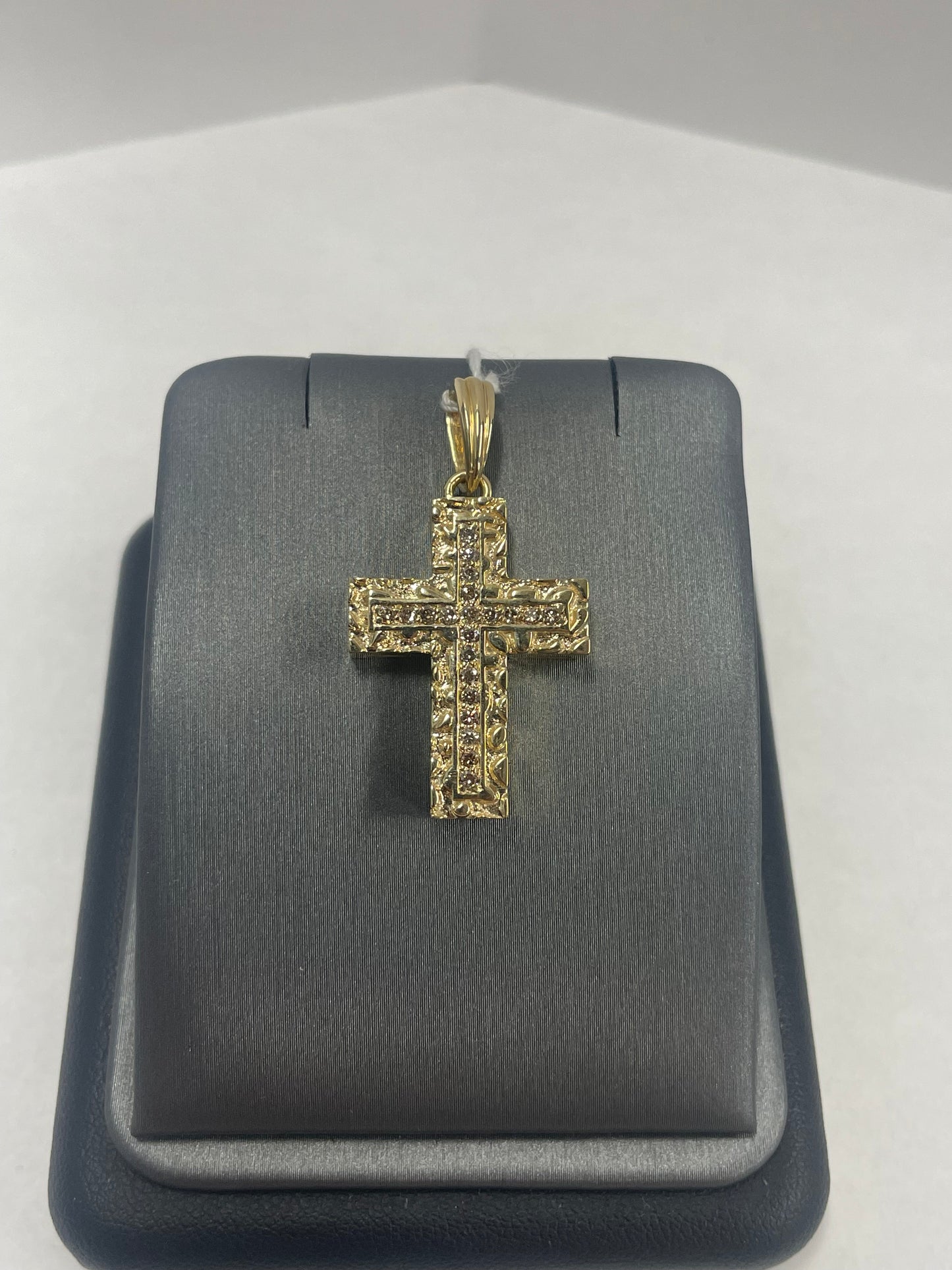 14k Yellow Gold Diamond Cross Pendant