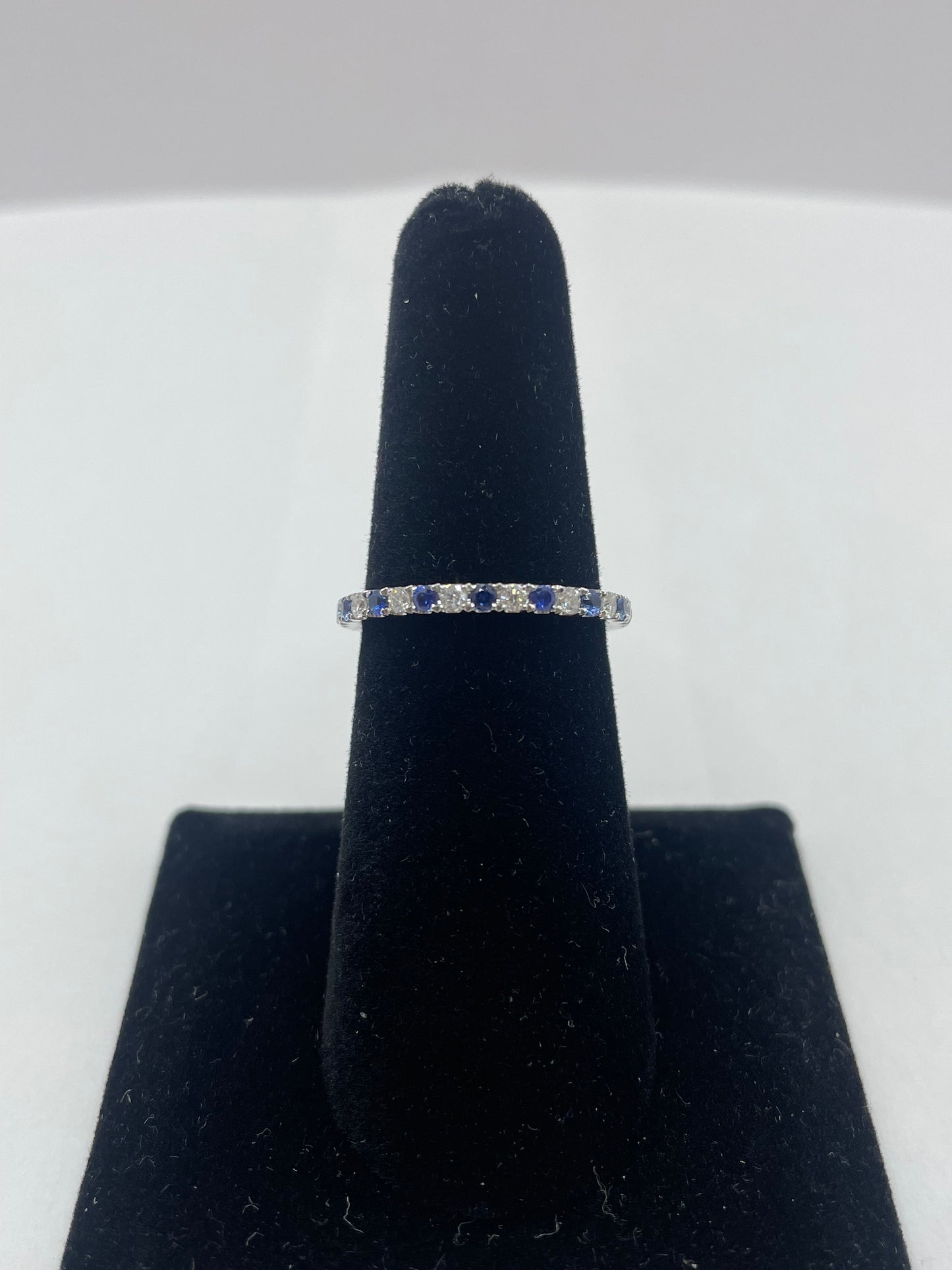 14k White Gold Sapphire - Diamond Band Ring