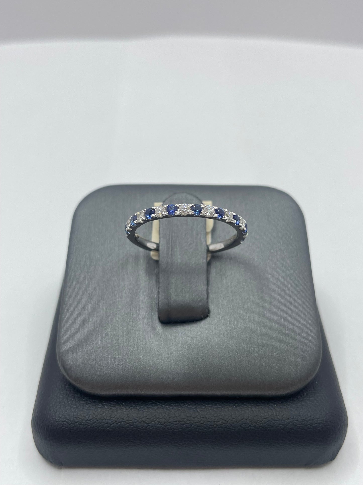 14k White Gold Sapphire - Diamond Band Ring