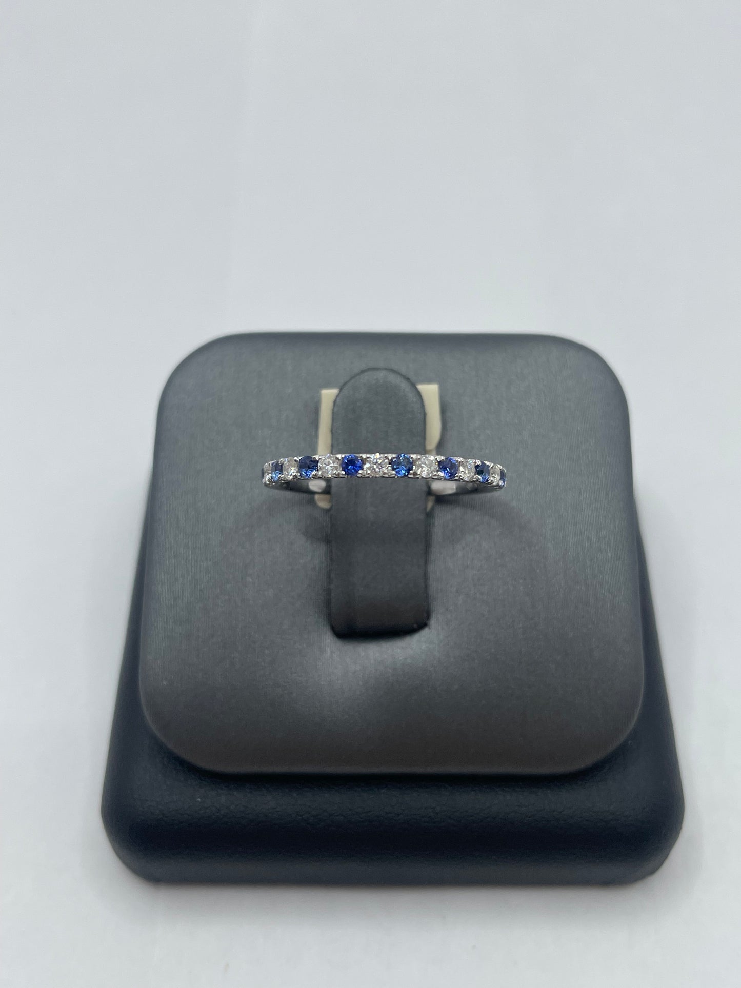 14k White Gold Sapphire - Diamond Band Ring