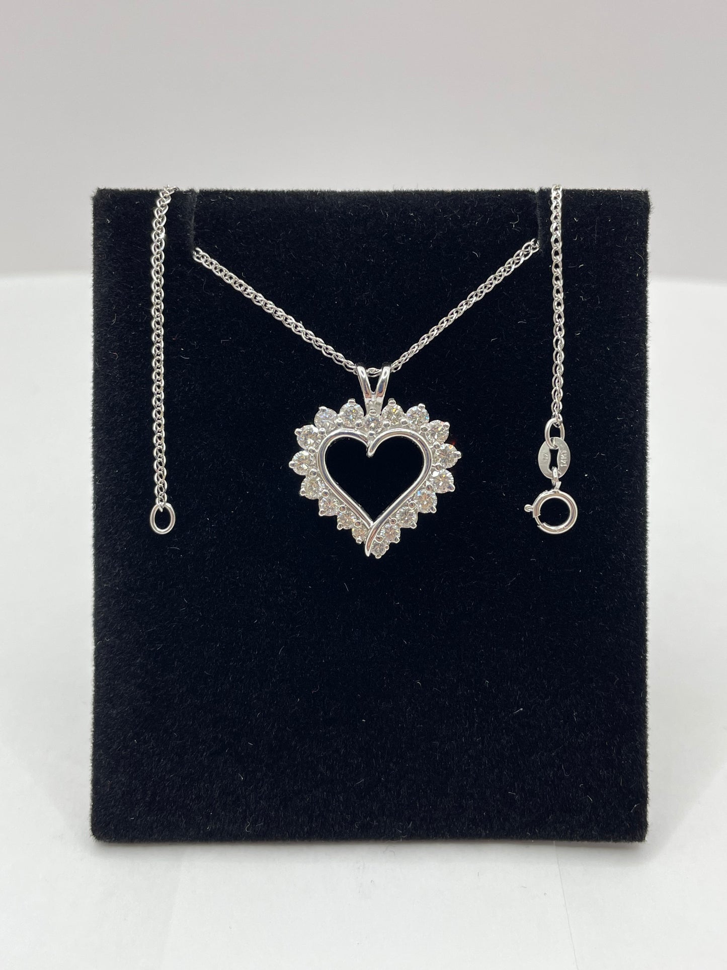 14k White Gold Heart Diamond Pendant