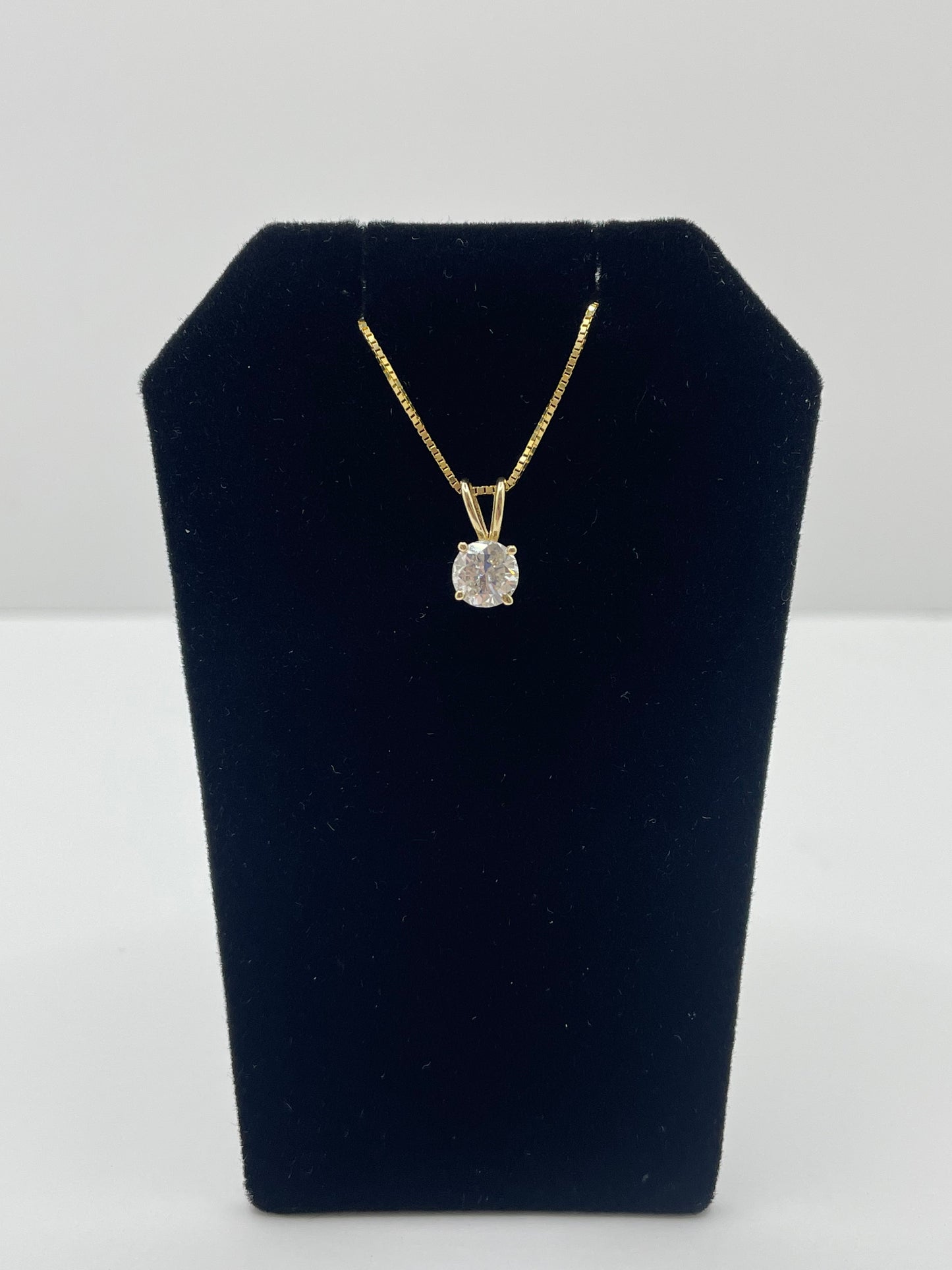 14k Yellow Gold Diamond Solitaire Pendant 0.86 ct