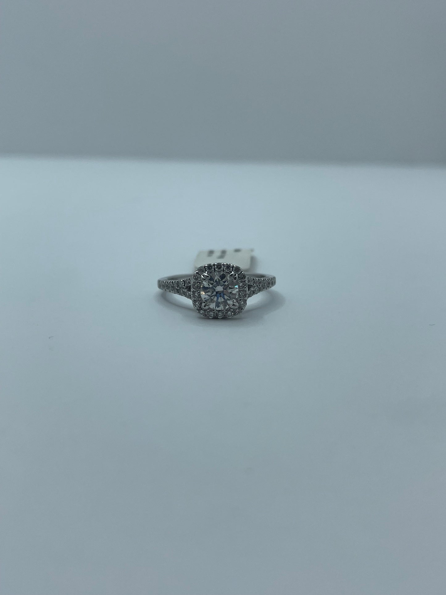 18k White Gold Square Halo Diamond Ring