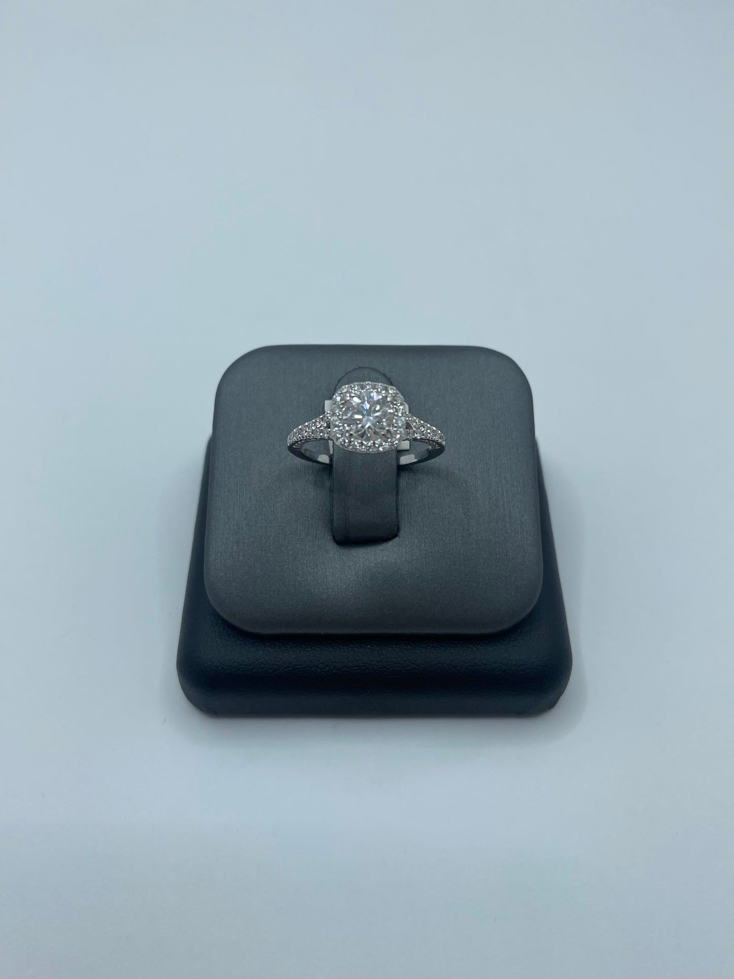 18k White Gold Square Halo Diamond Ring