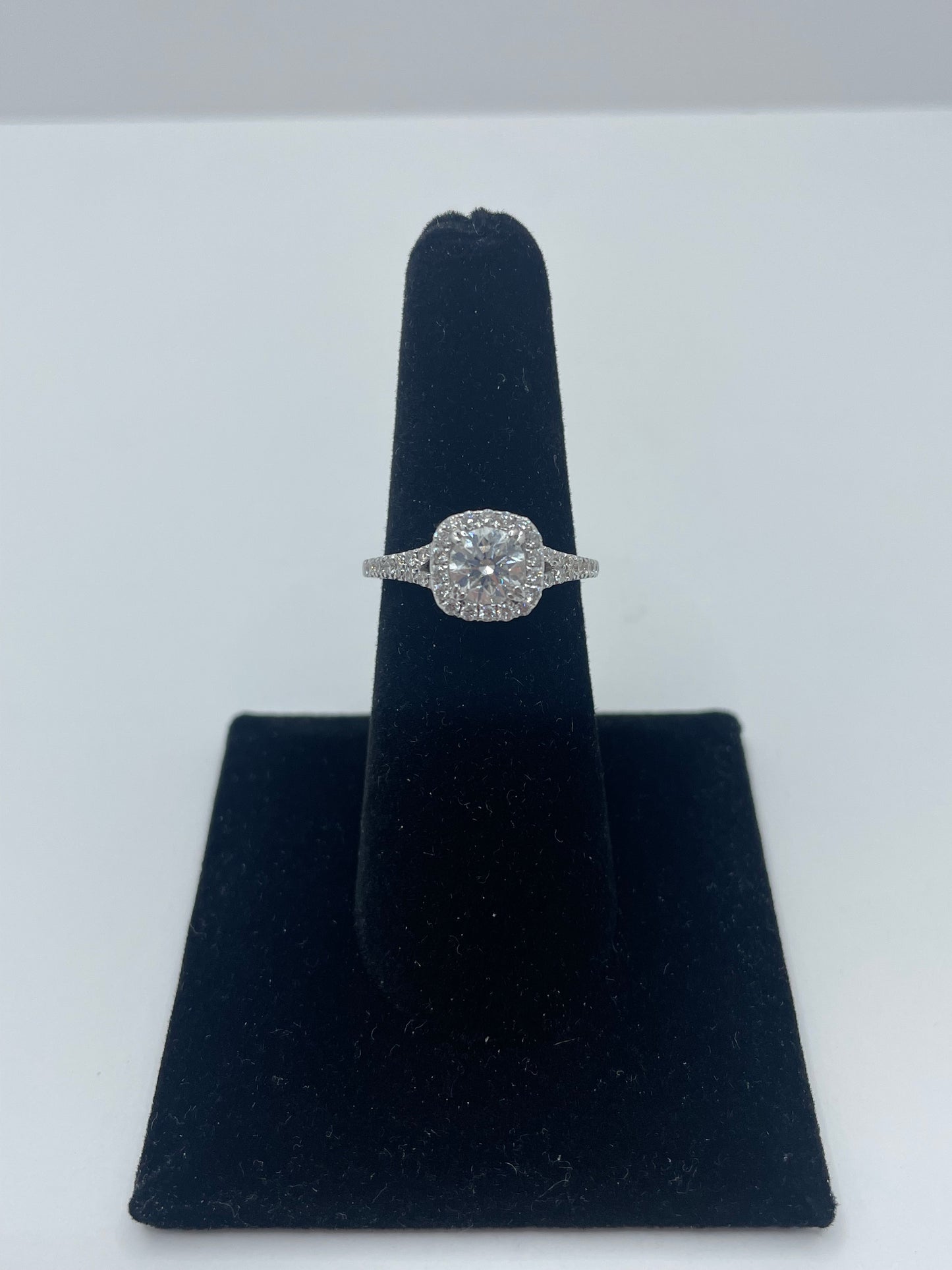 18k White Gold Square Halo Diamond Ring