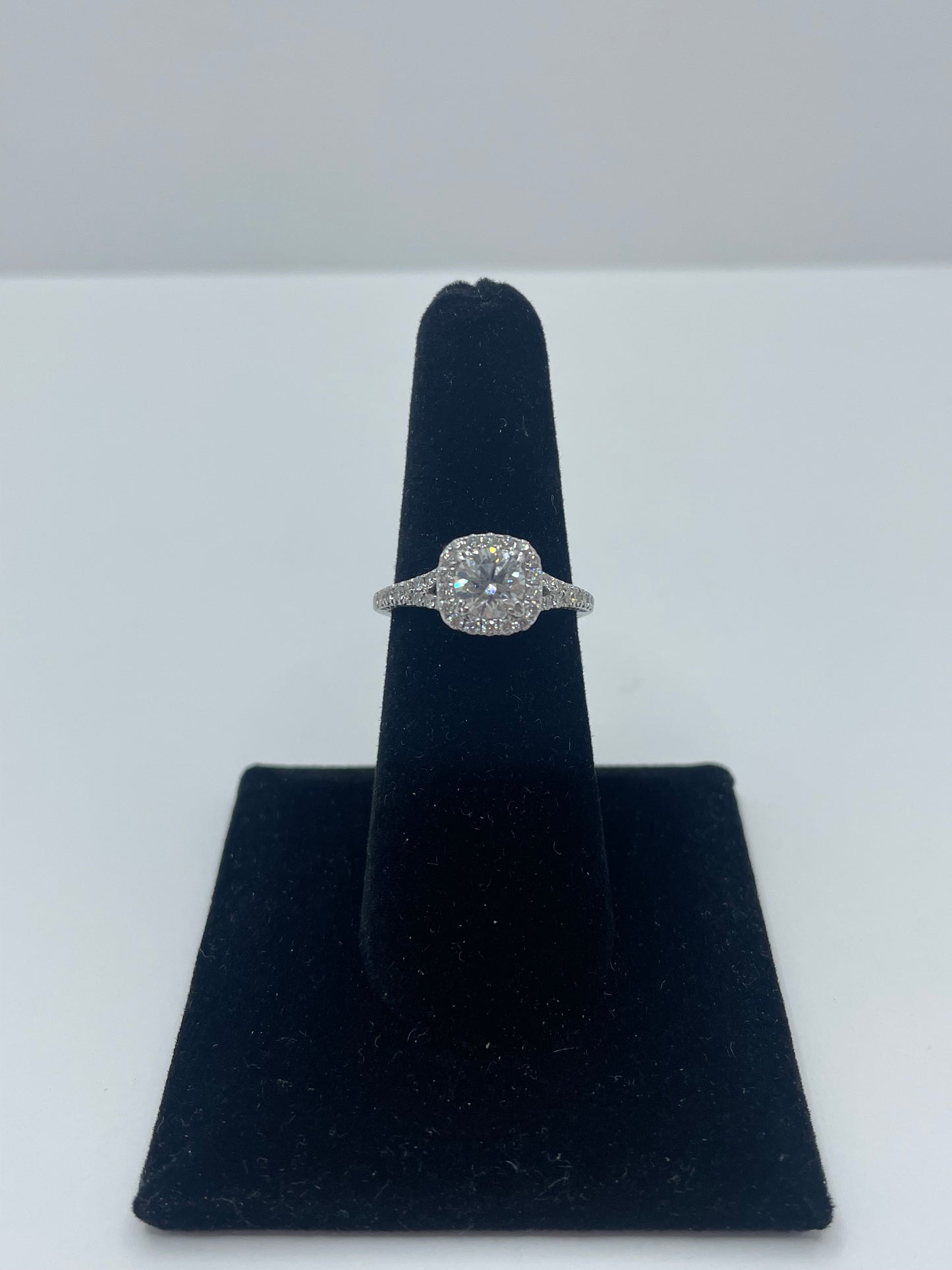 18k White Gold Square Halo Diamond Ring