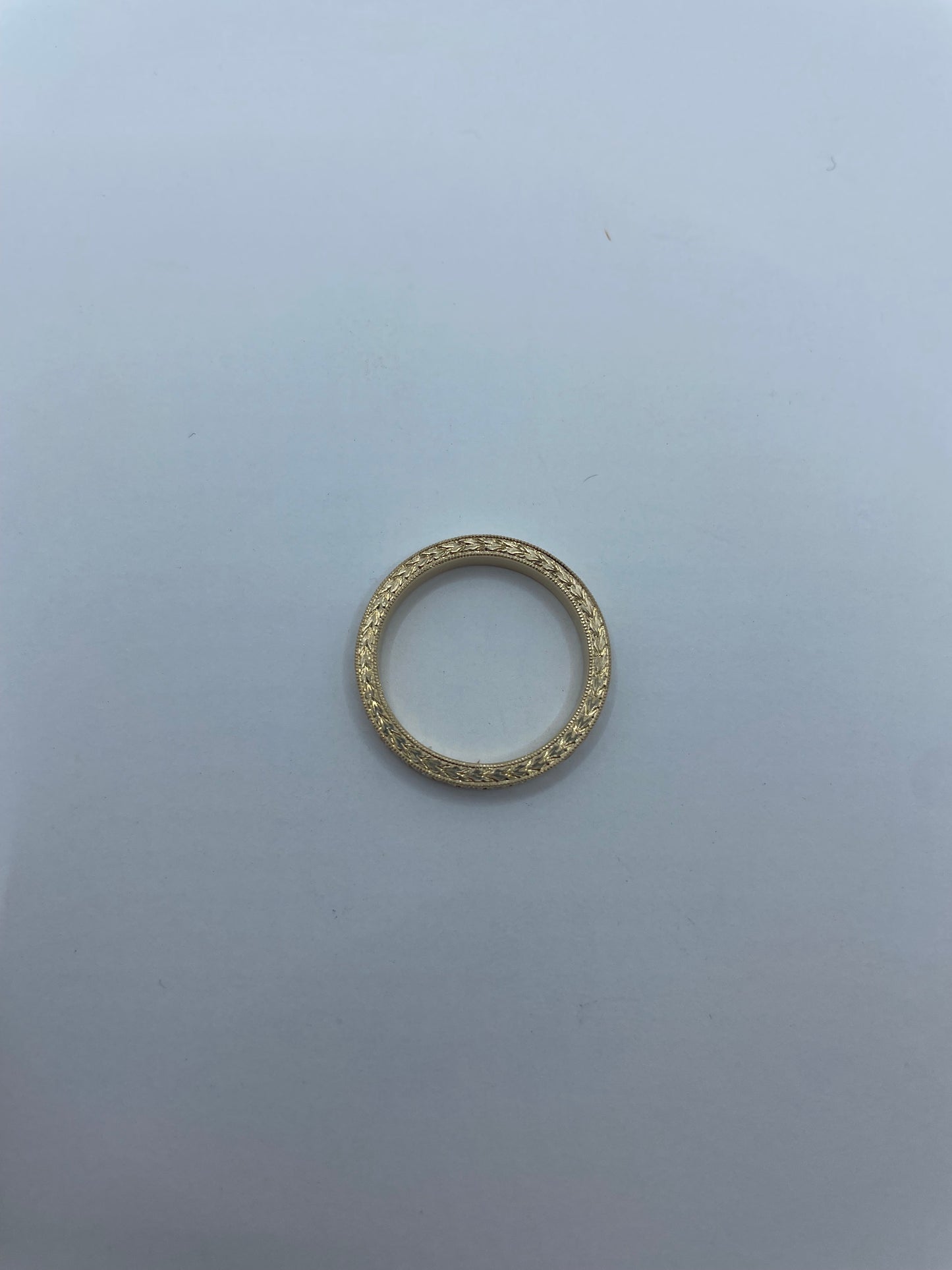 14k Gold Eternity Band Ring With Hand Engraved Design