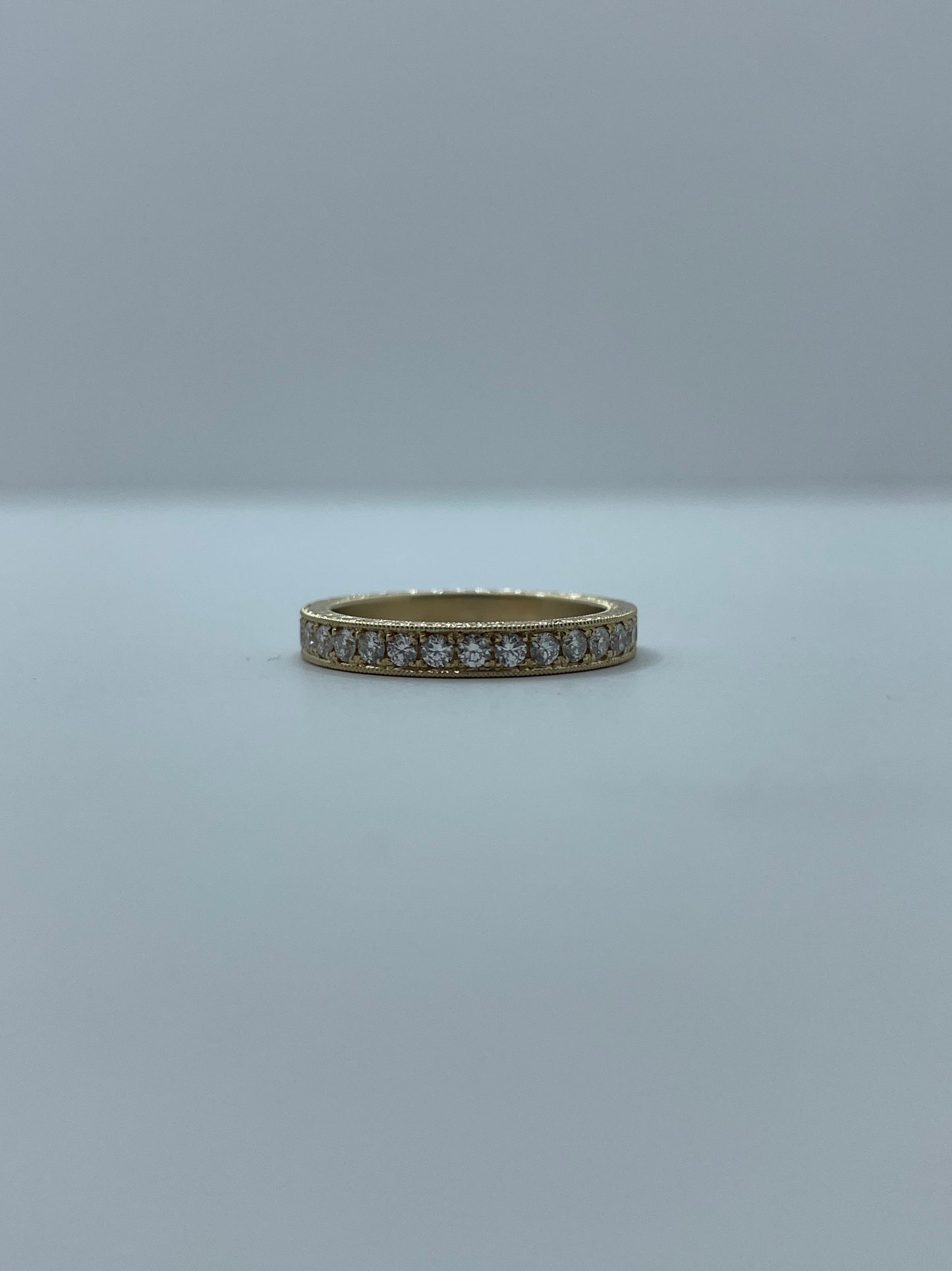 14k Gold Eternity Band Ring With Hand Engraved Design