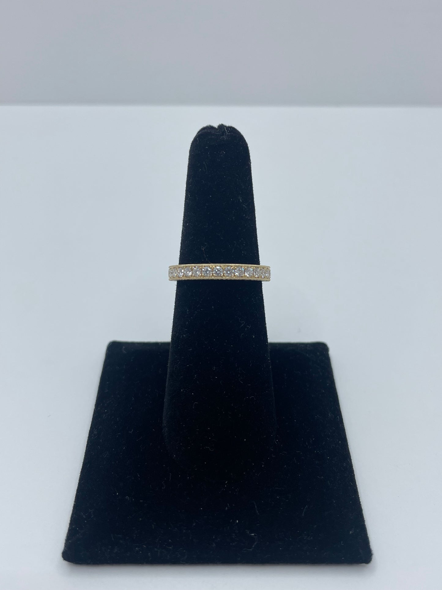 14k Gold Eternity Band Ring With Hand Engraved Design