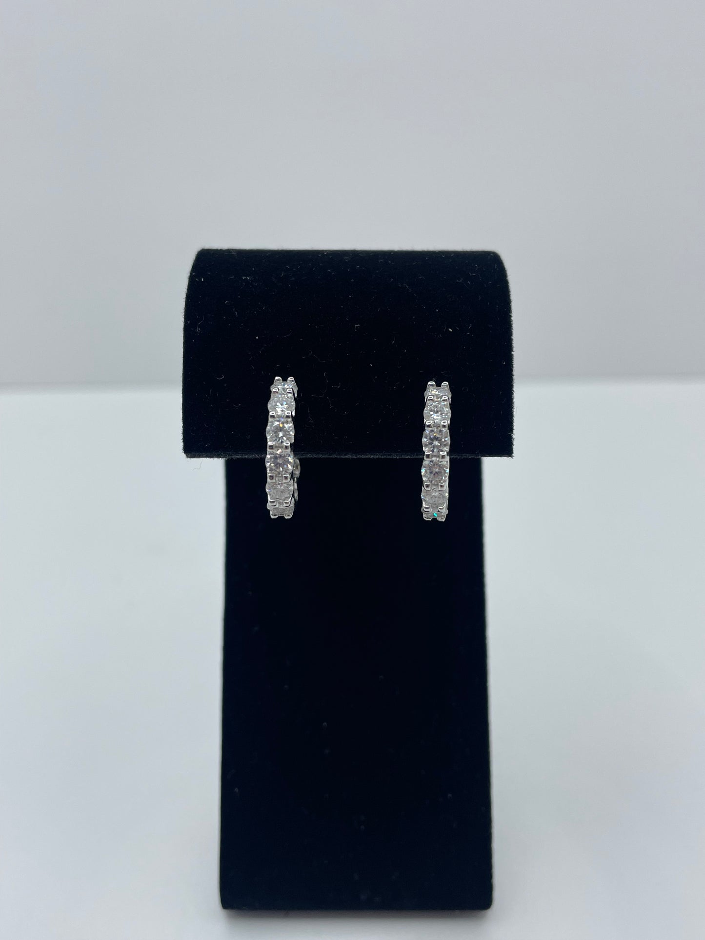 Moissanite Hoop Earrings .925 Silver w/ Stones on Inner Hoops