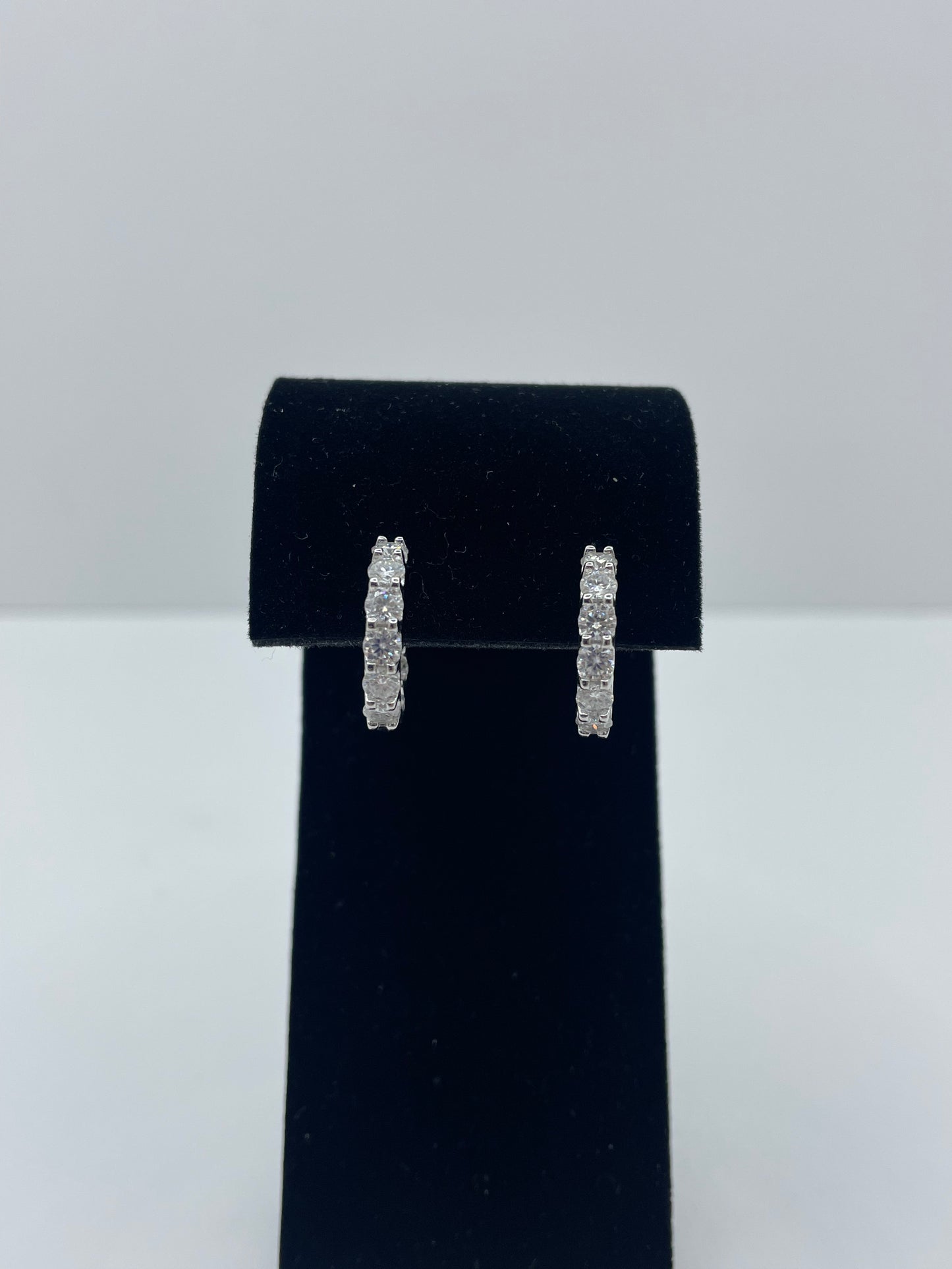 Moissanite Hoop Earrings .925 Silver w/ Stones on Inner Hoops