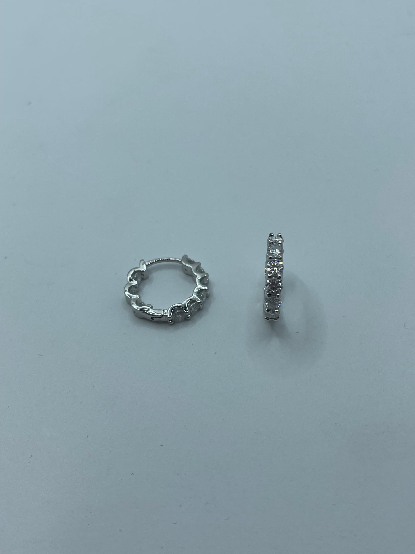 Moissanite Hoop Earrings .925 Silver w/ Stones on Inner Hoops