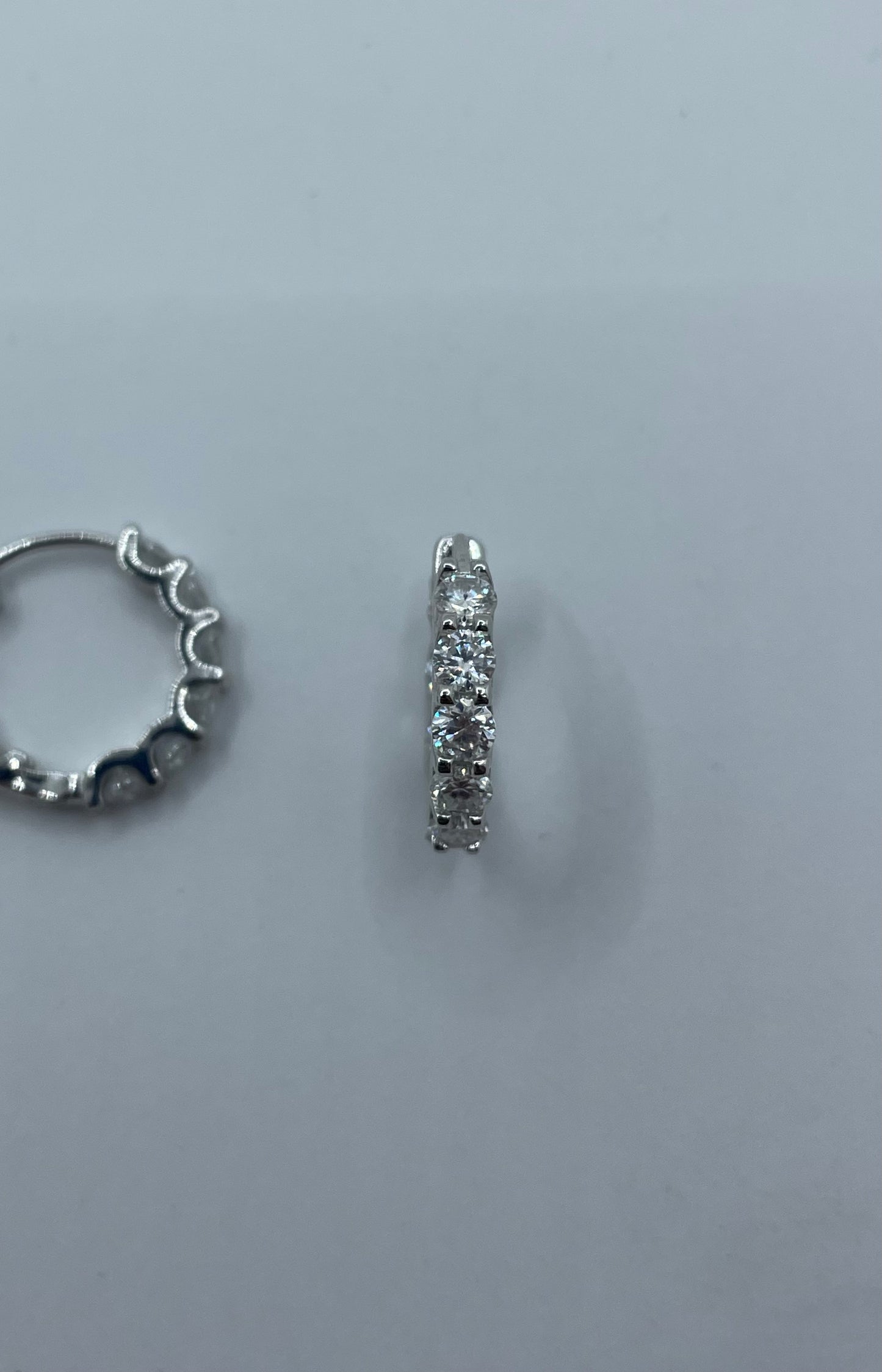 Moissanite Hoop Earrings .925 Silver w/ Stones on Inner Hoops