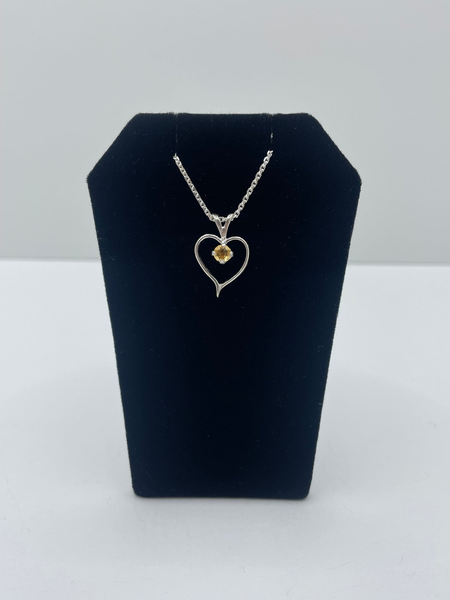 Citrine Heart Shape Pendant .925 Silver