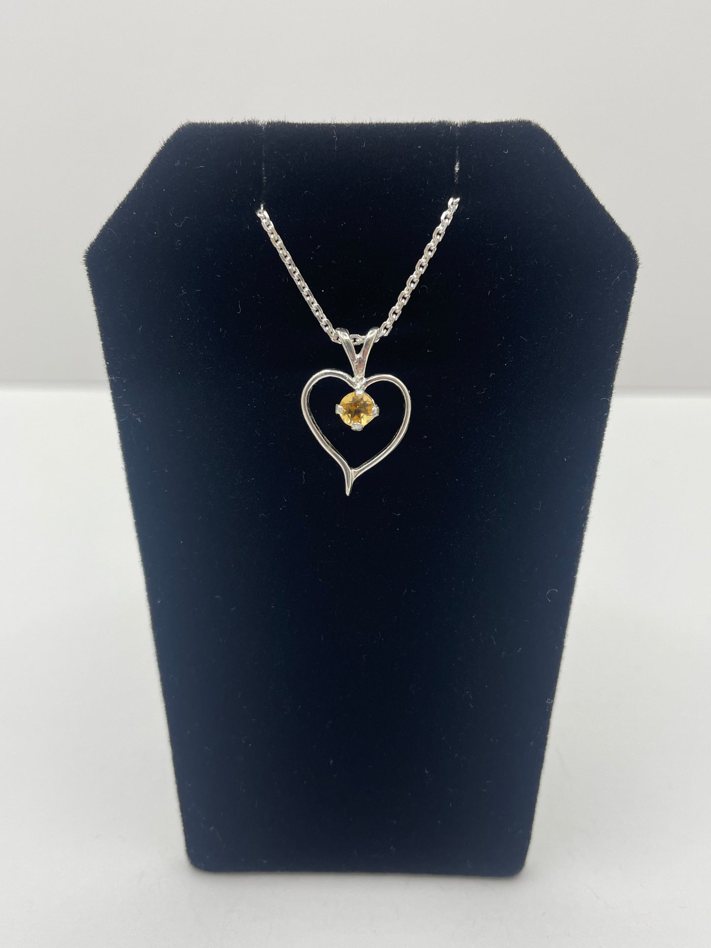 Citrine Heart Shape Pendant .925 Silver