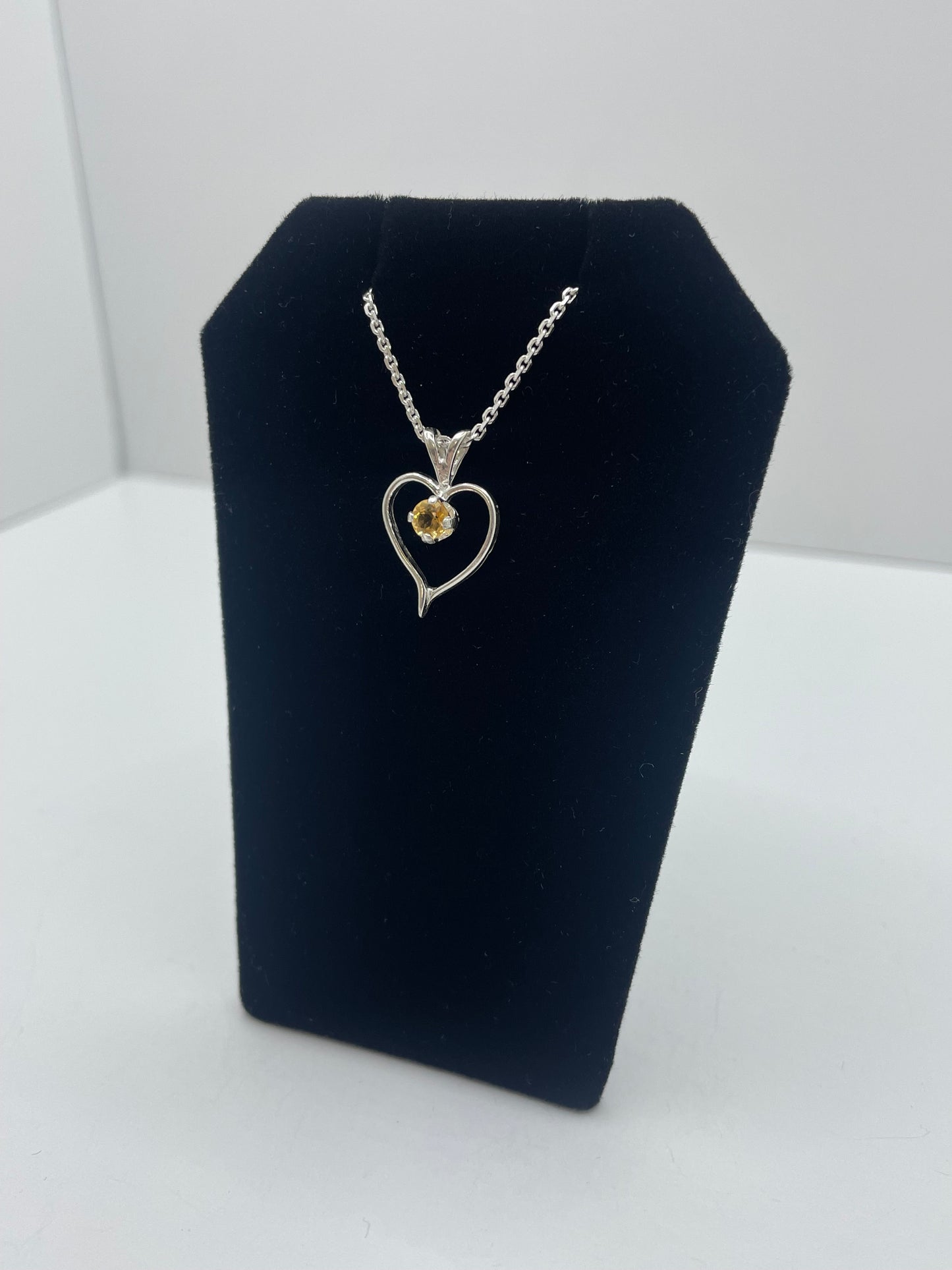 Citrine Heart Shape Pendant .925 Silver