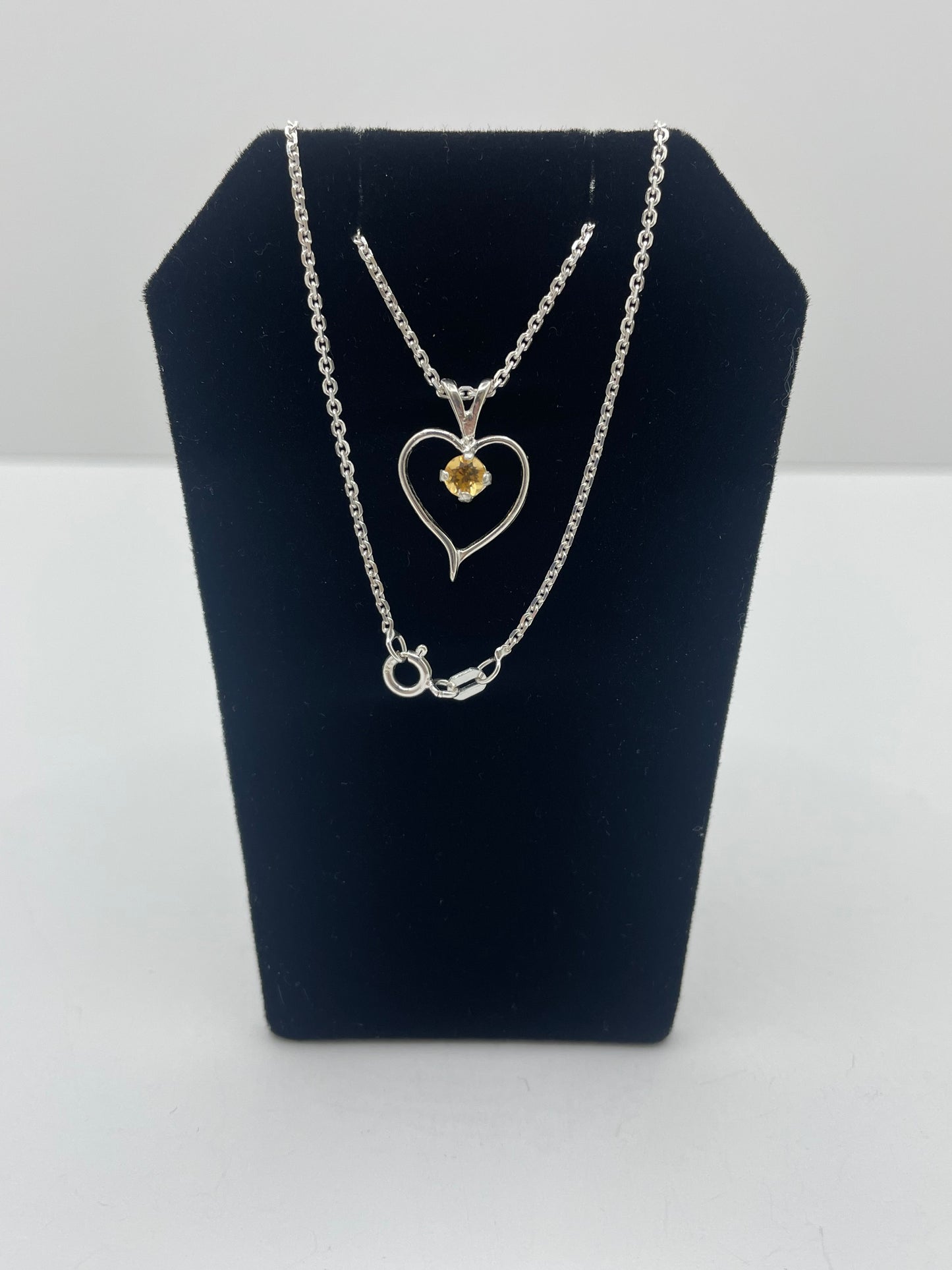 Citrine Heart Shape Pendant .925 Silver