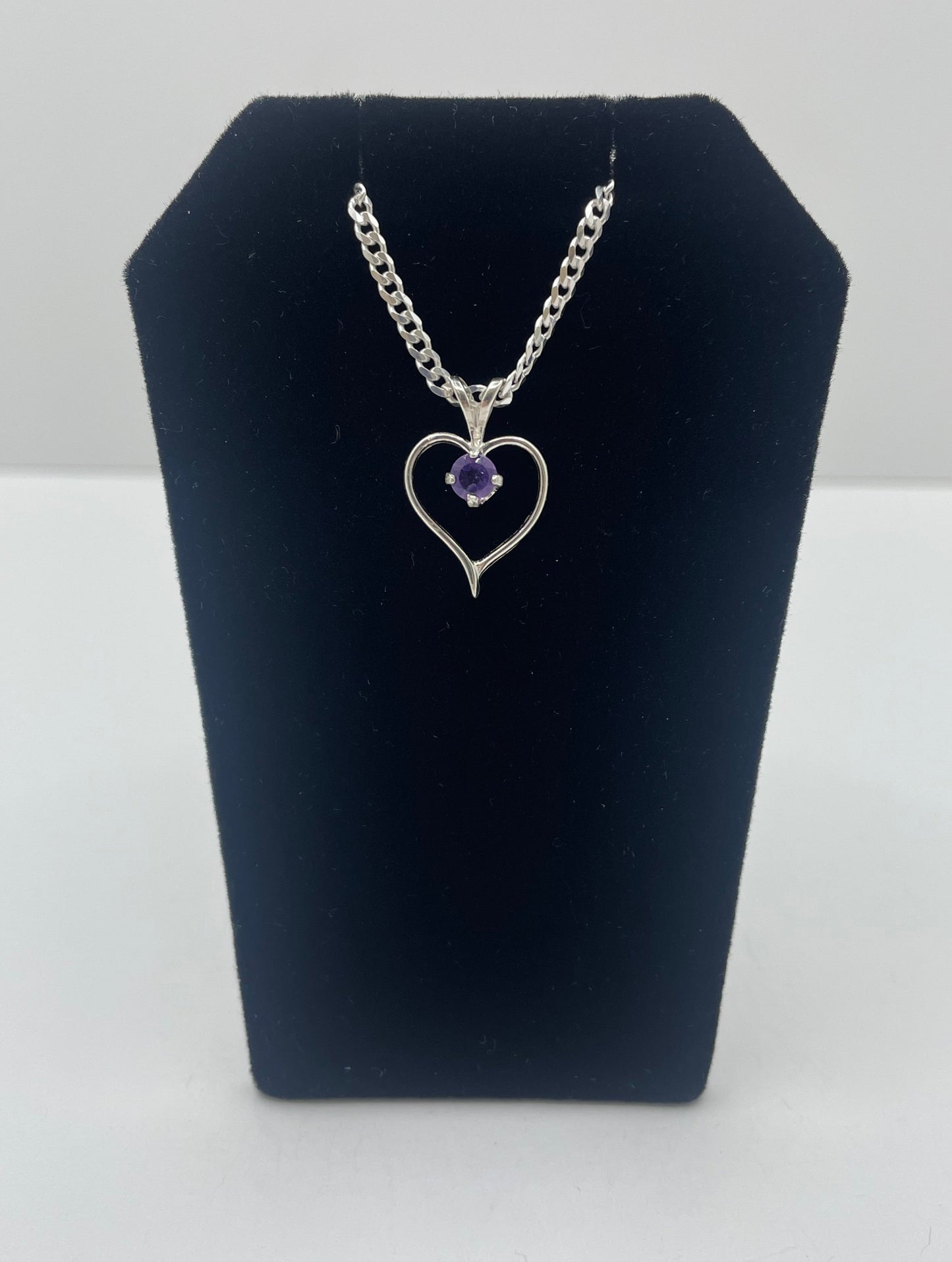 Amethyst Heart Shape Pendant .925 Silver