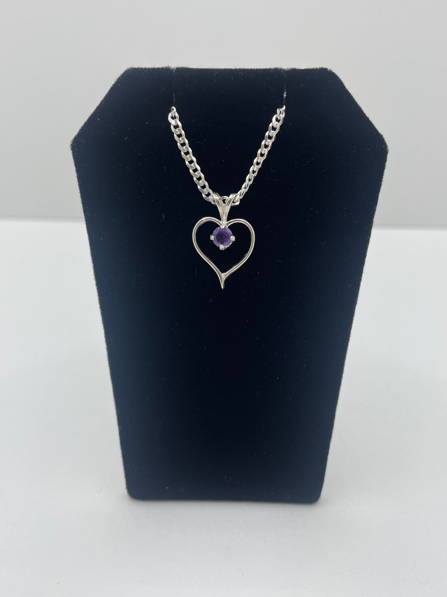 Amethyst Heart Shape Pendant .925 Silver