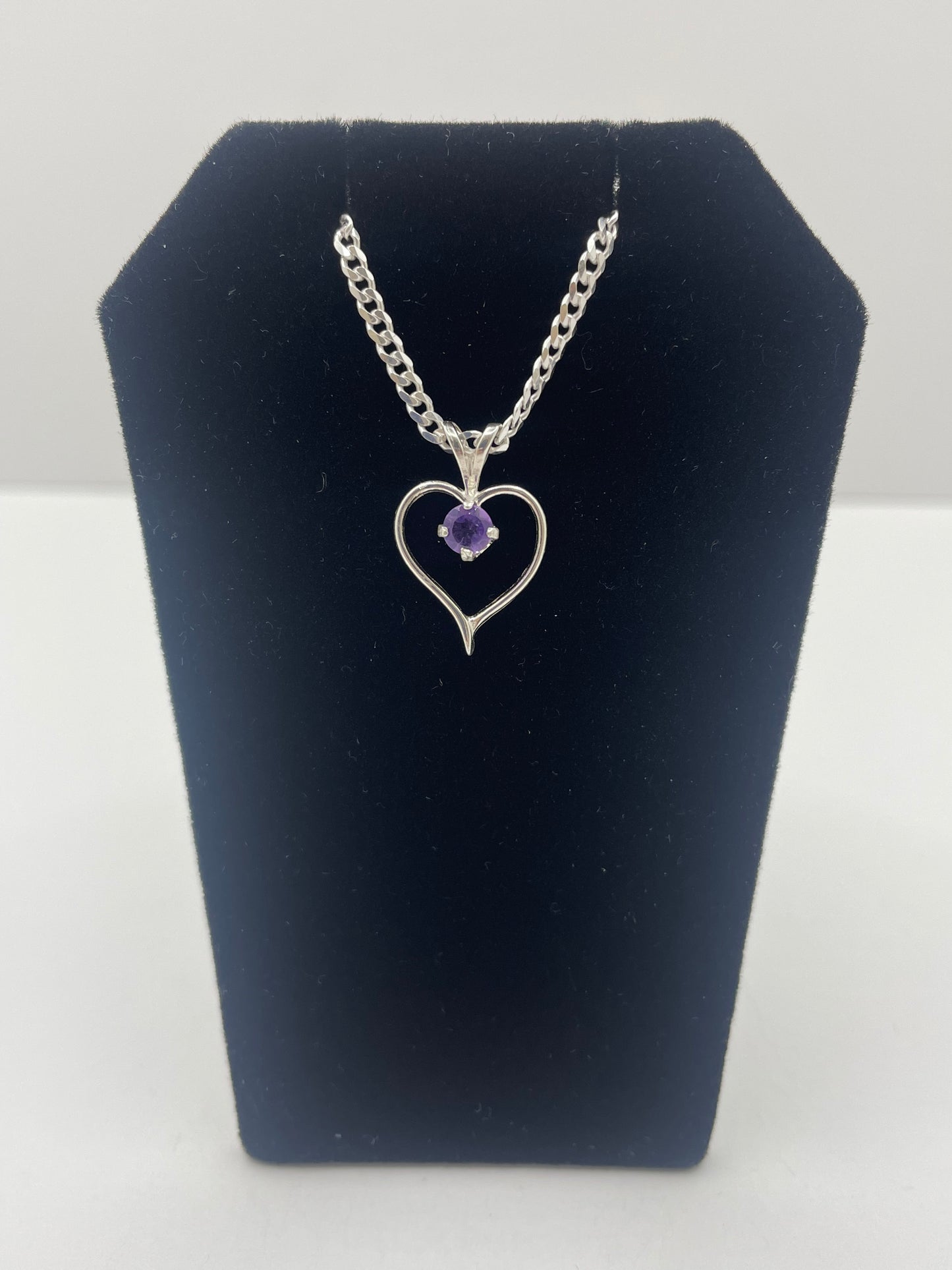 Amethyst Heart Shape Pendant .925 Silver