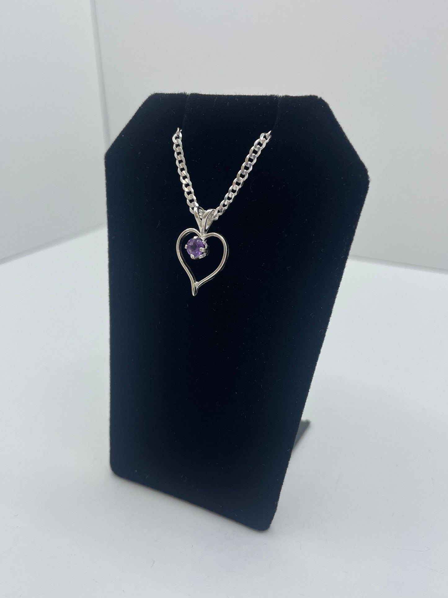 Amethyst Heart Shape Pendant .925 Silver