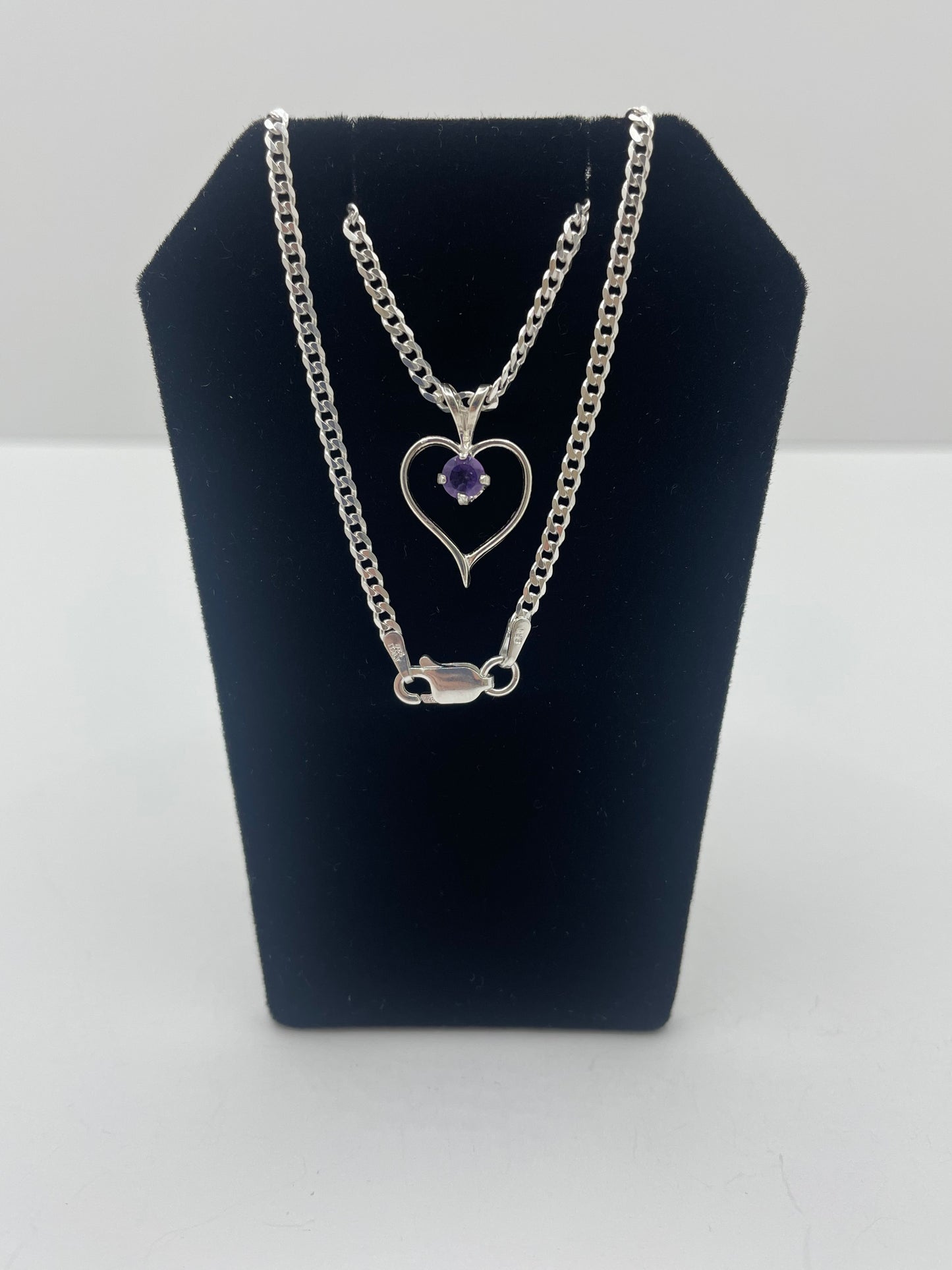 Amethyst Heart Shape Pendant .925 Silver