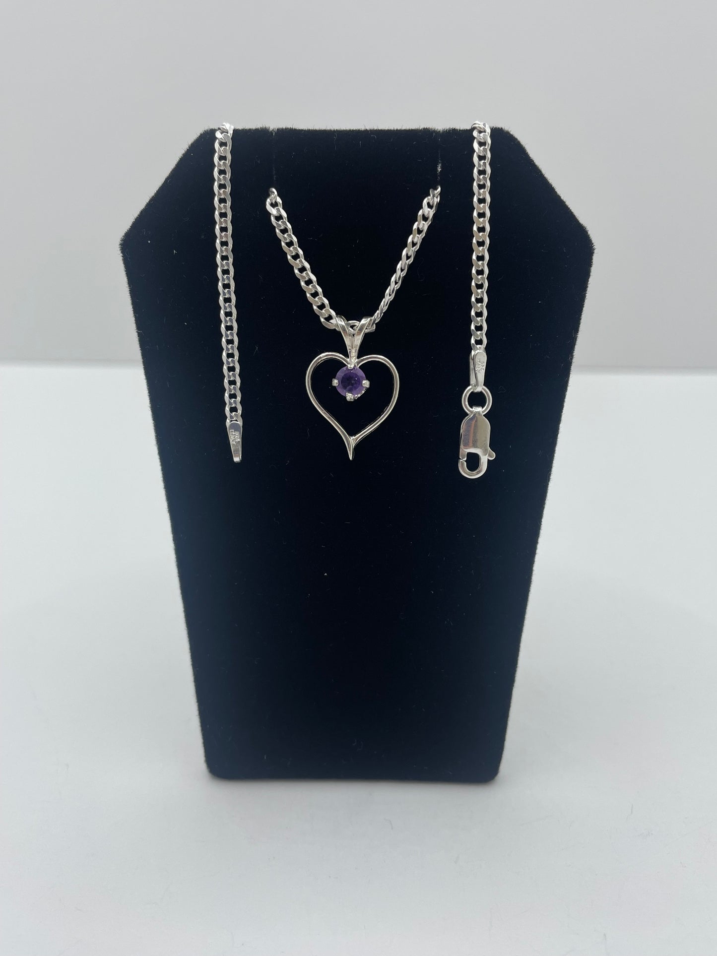 Amethyst Heart Shape Pendant .925 Silver