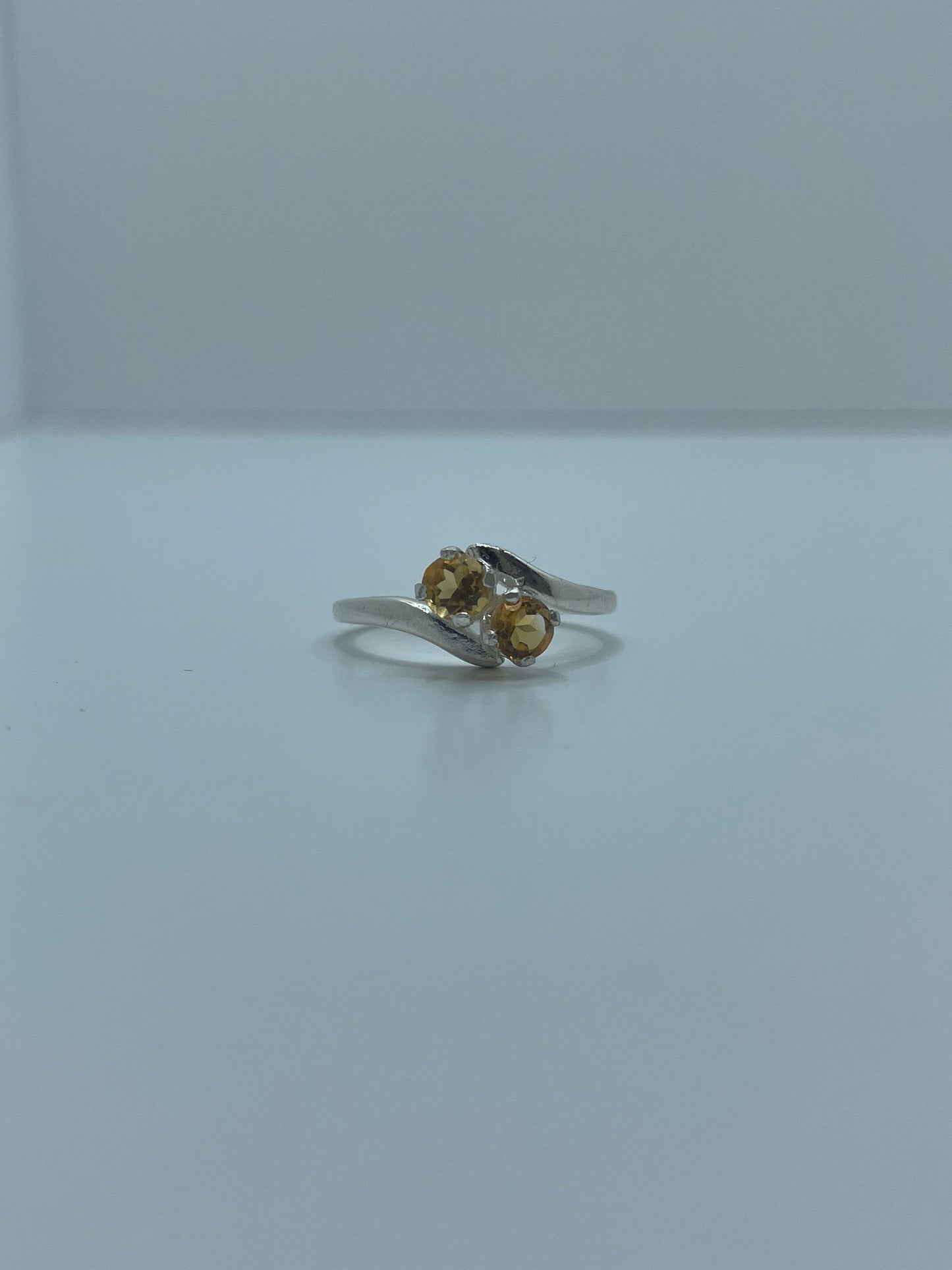 2 Stone Citrine Bypass Ring .925 Silver