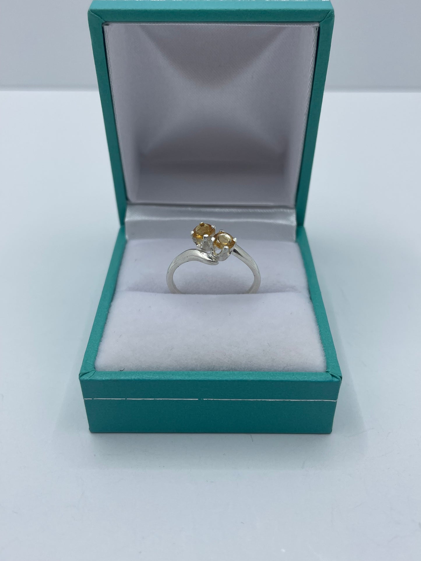 2 Stone Citrine Bypass Ring .925 Silver