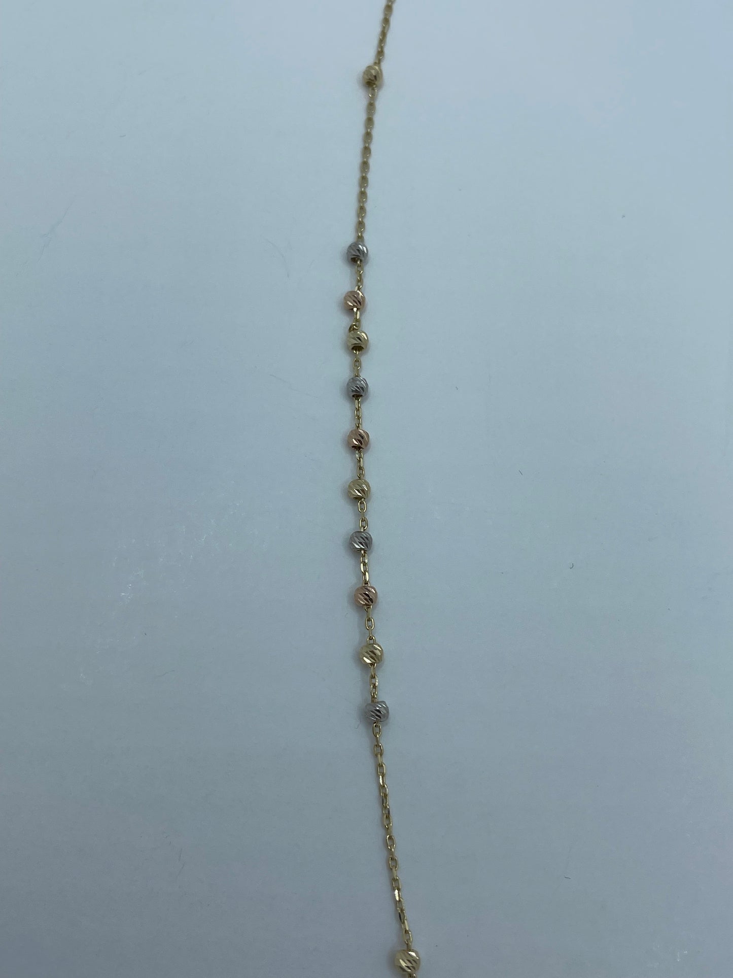 14k Tri-Color Rosary Necklace Pendant Cross