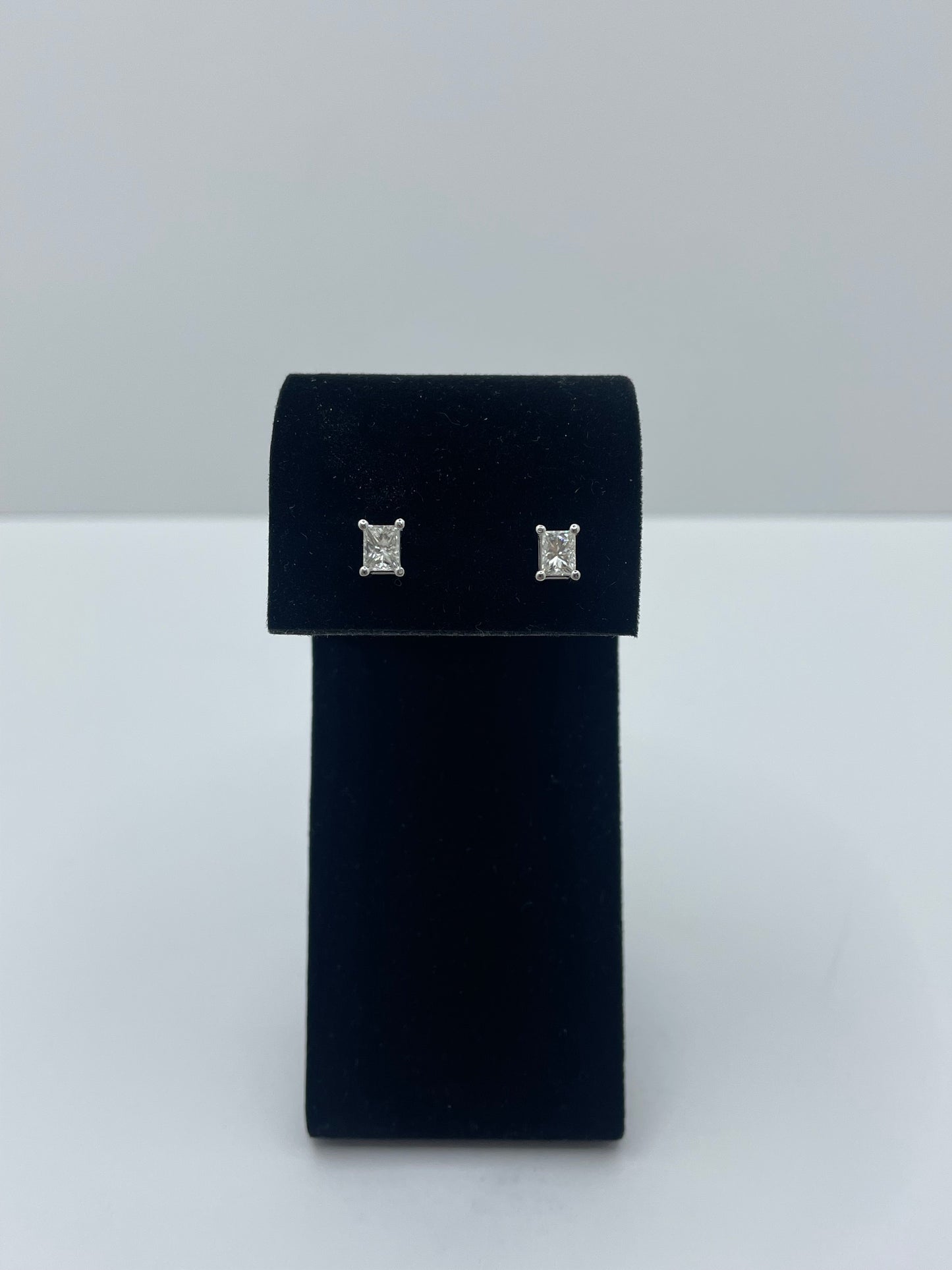 14k White Gold Princess Cut Diamond Stud Earrings