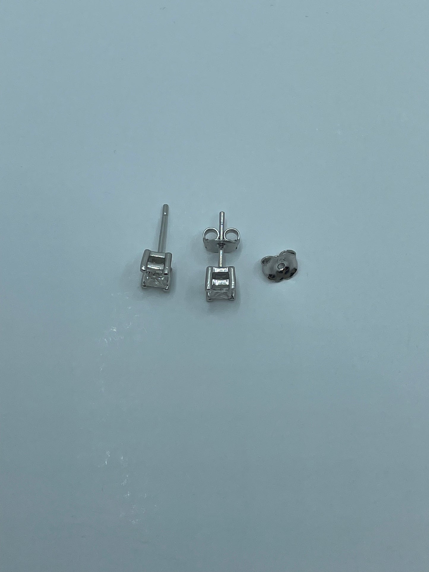 14k White Gold Princess Cut Diamond Stud Earrings