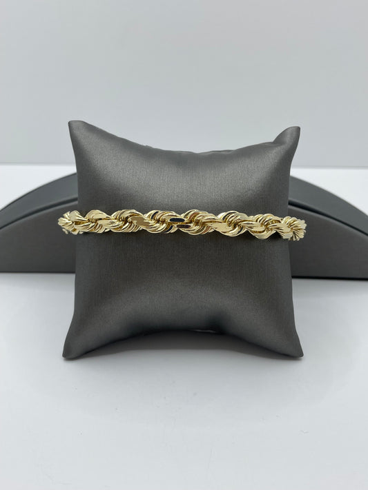 14k Yellow Gold Rope Link Bracelet - 9 inch